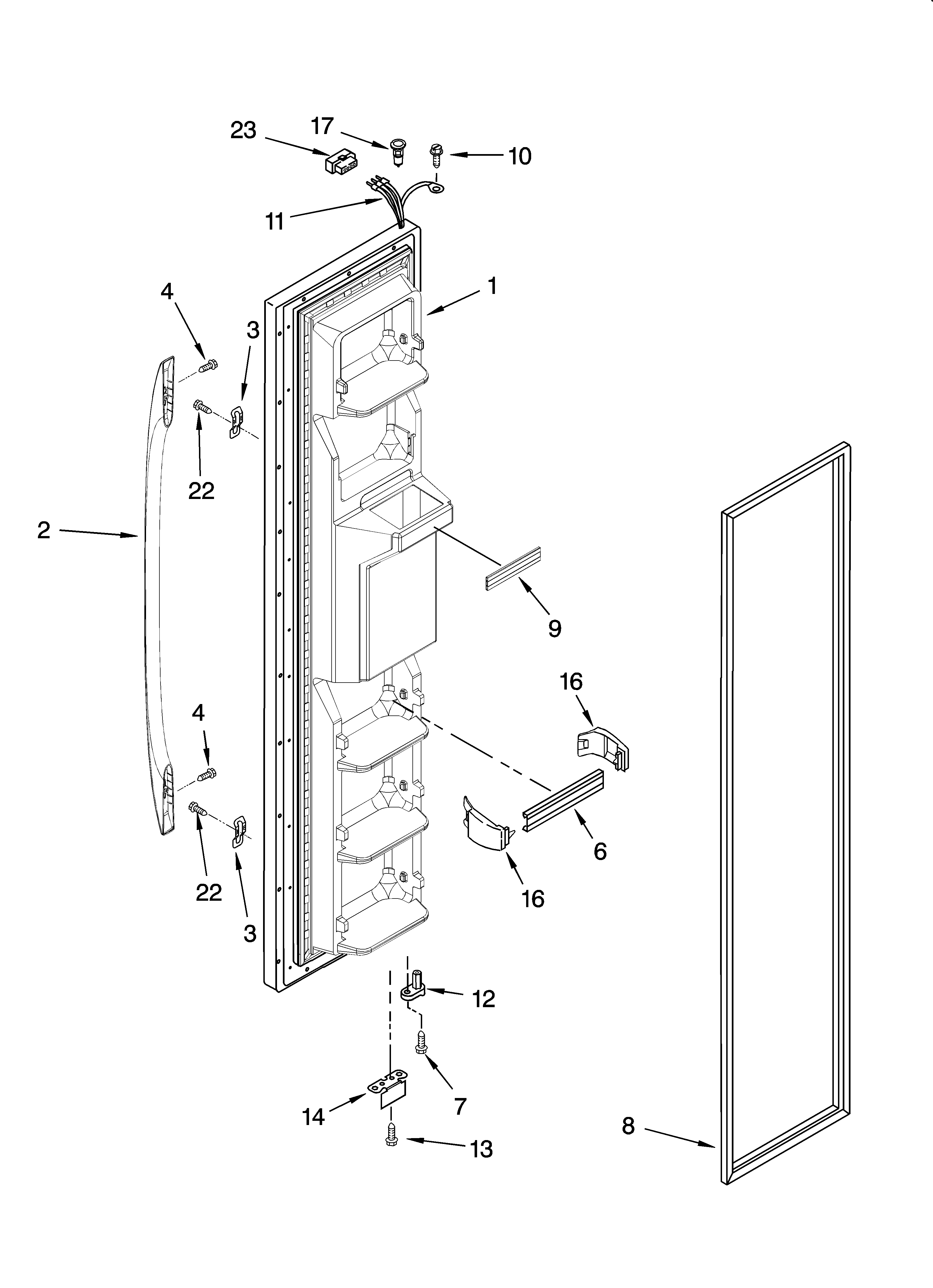 Whirlpool ED2FHEXSS00 freezer door parts diagram