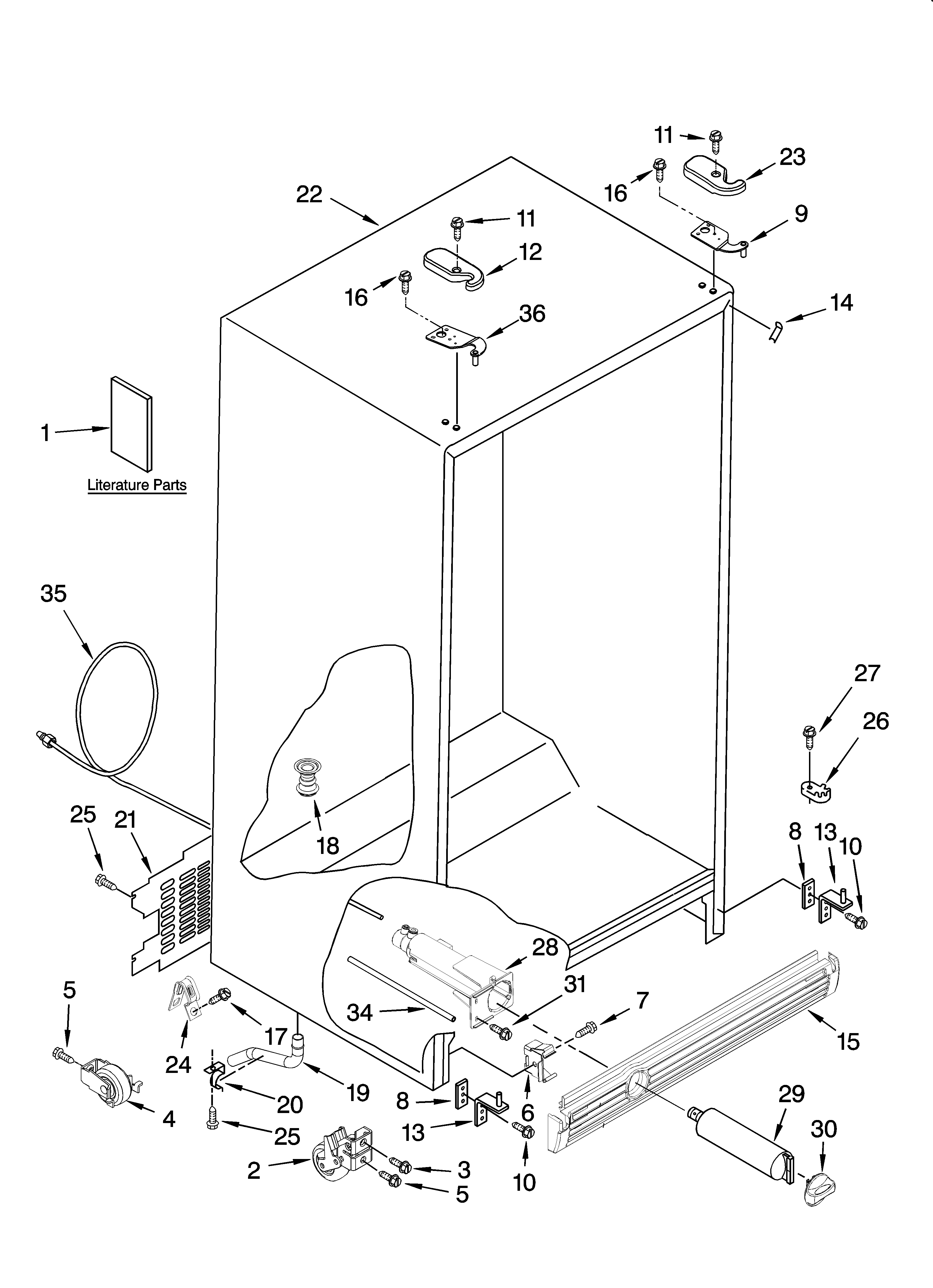 Whirlpool ED5SHAMXL11 cabinet parts diagram