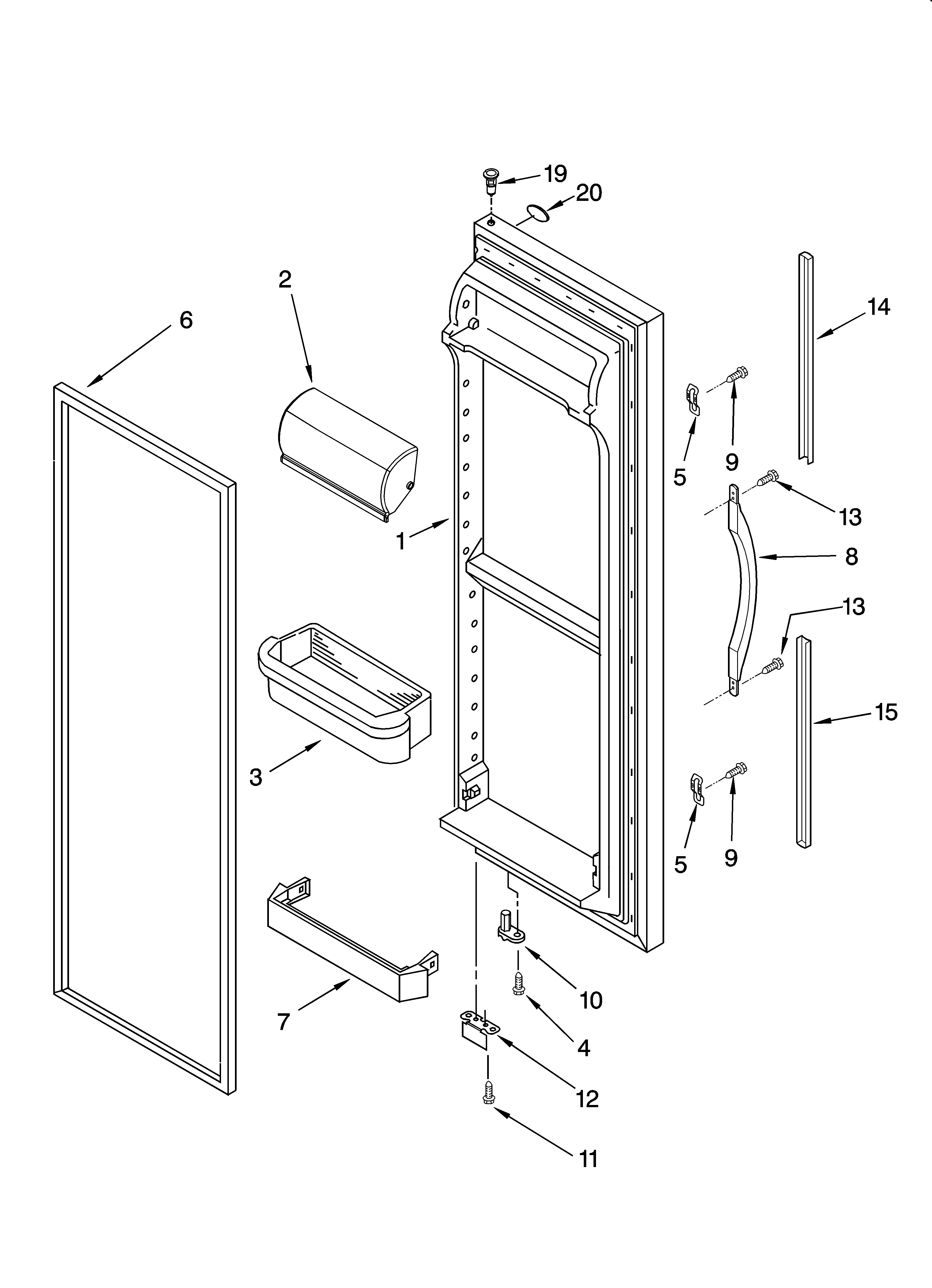 Whirlpool ED5SHAMXL11 refrigerator door parts diagram