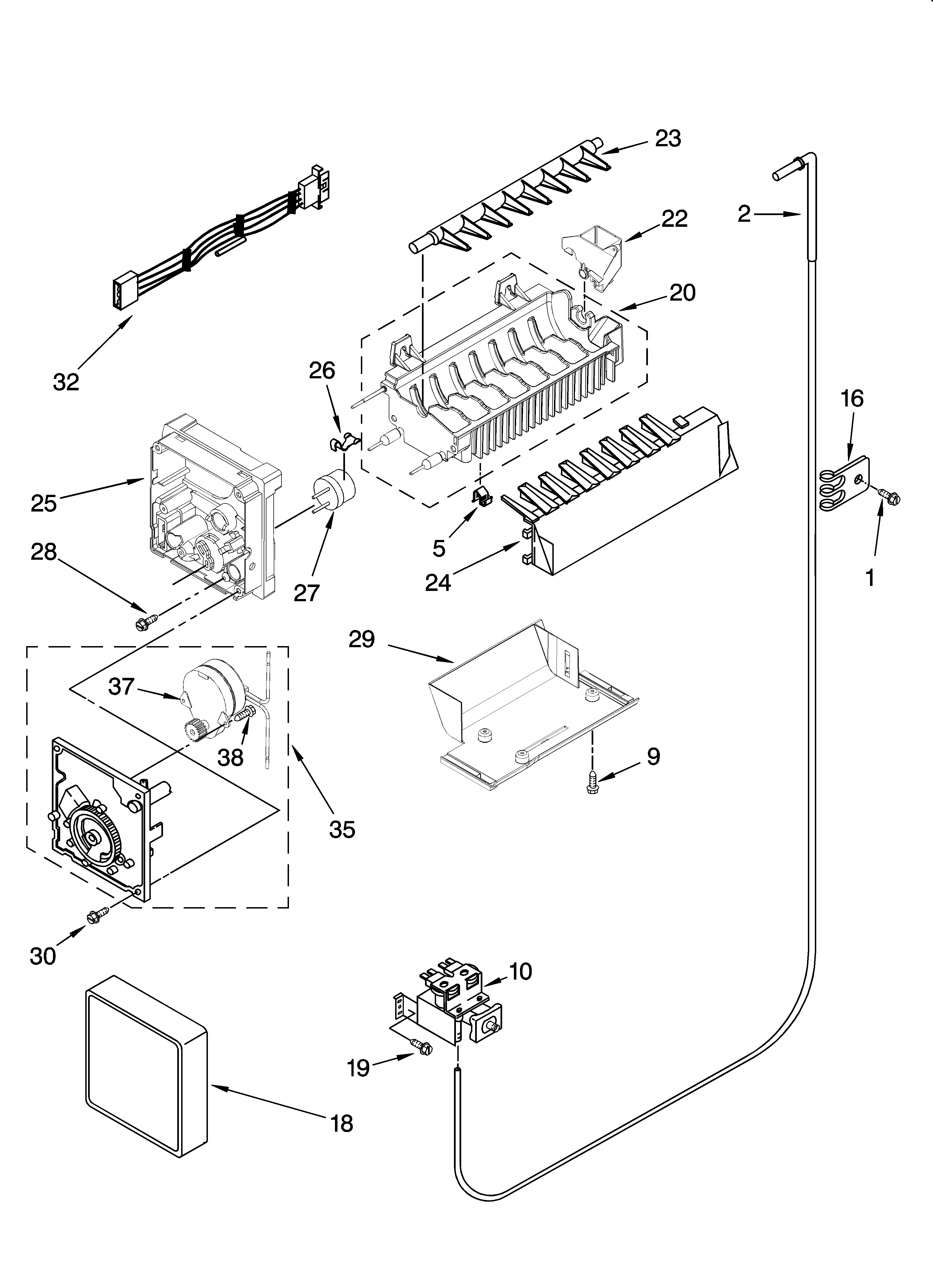 Whirlpool ED5SHAMXL11 icemaker parts, optional parts (not included) diagram