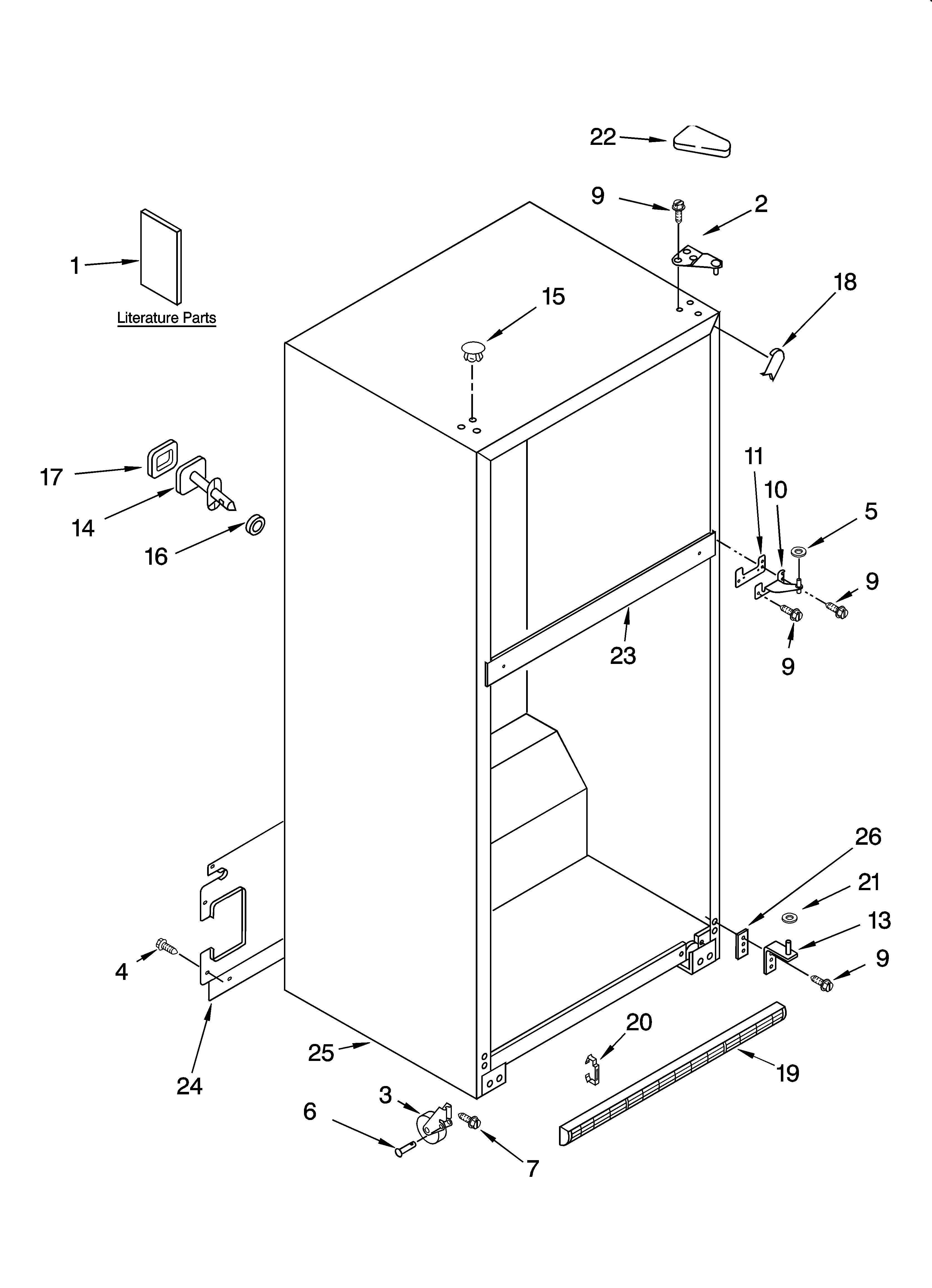 Whirlpool ET1MHKXMT04 cabinet parts diagram