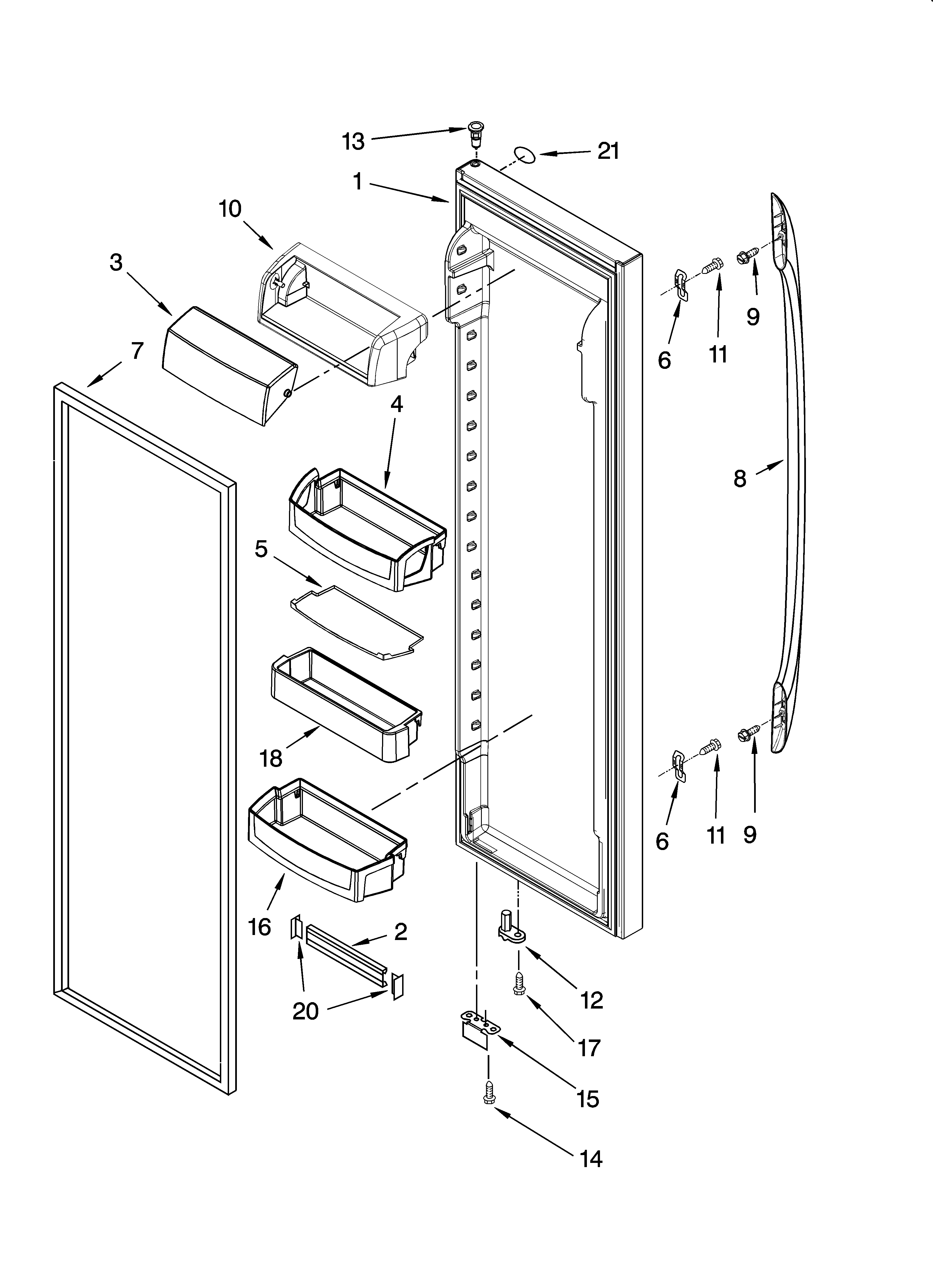 Whirlpool GC3NHAXSY00 refrigerator door parts diagram