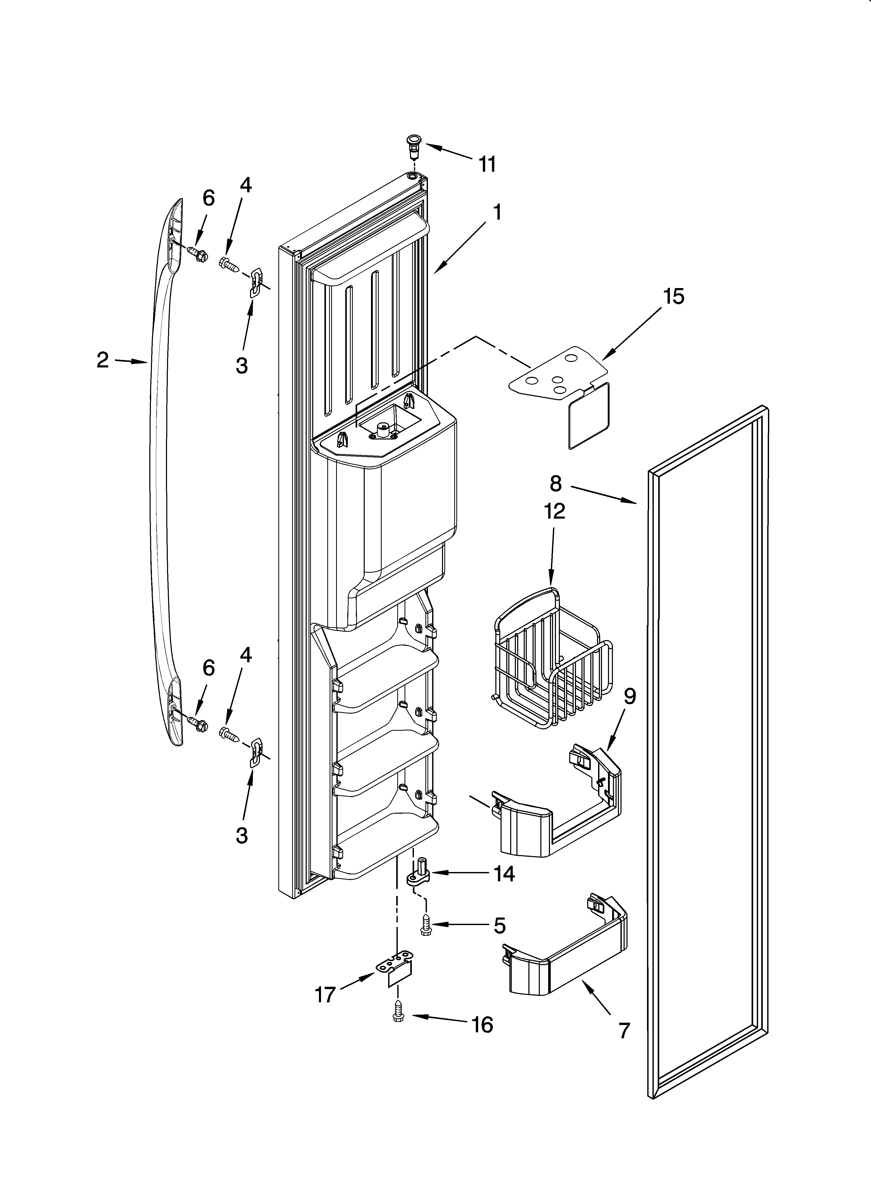 Whirlpool GC3NHAXSY00 freezer door parts diagram