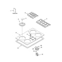 Whirlpool GLT3057RT00 cooktop, burner and grate parts diagram