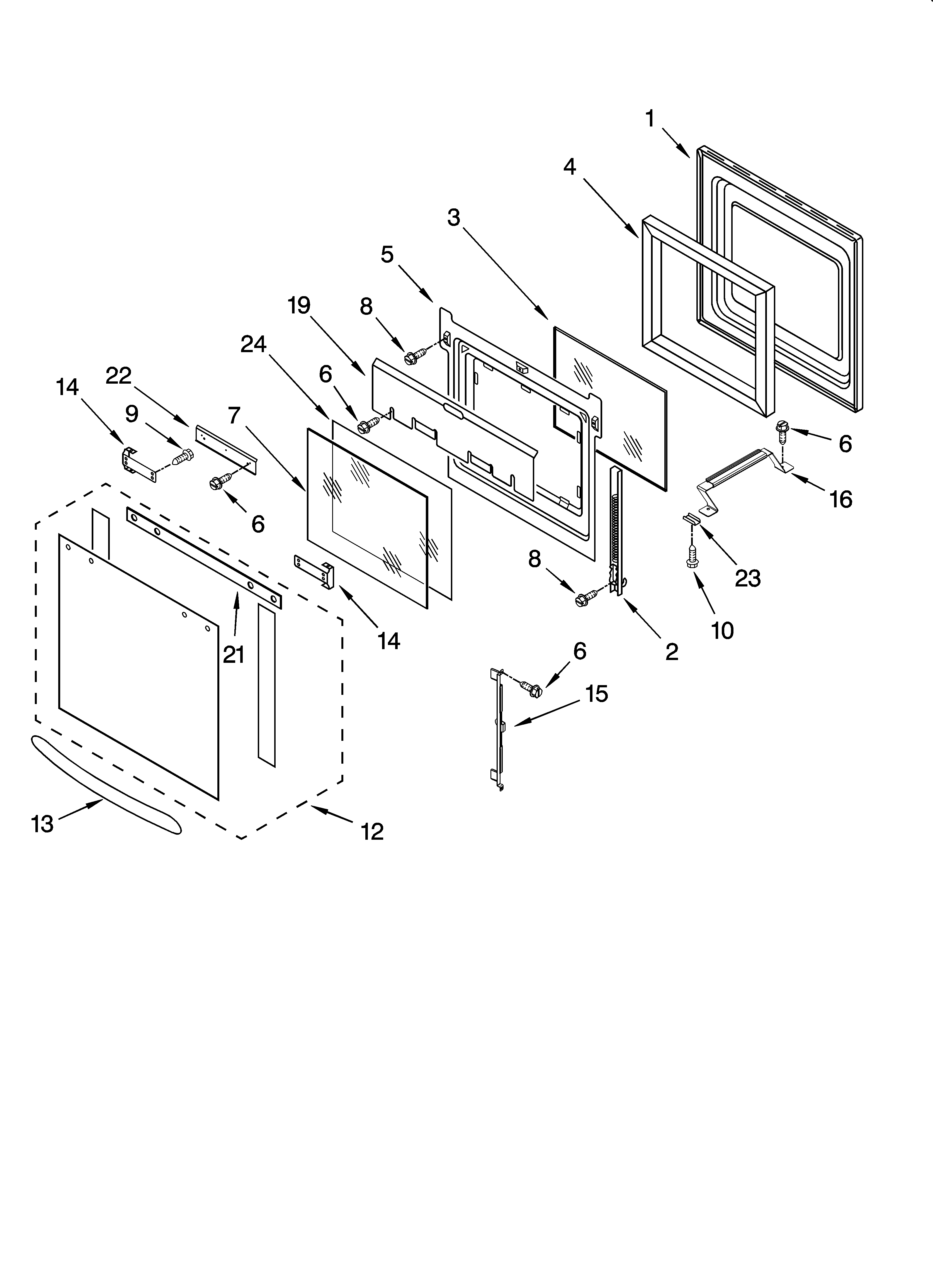 KitchenAid KEMC377KBT05 oven door parts diagram