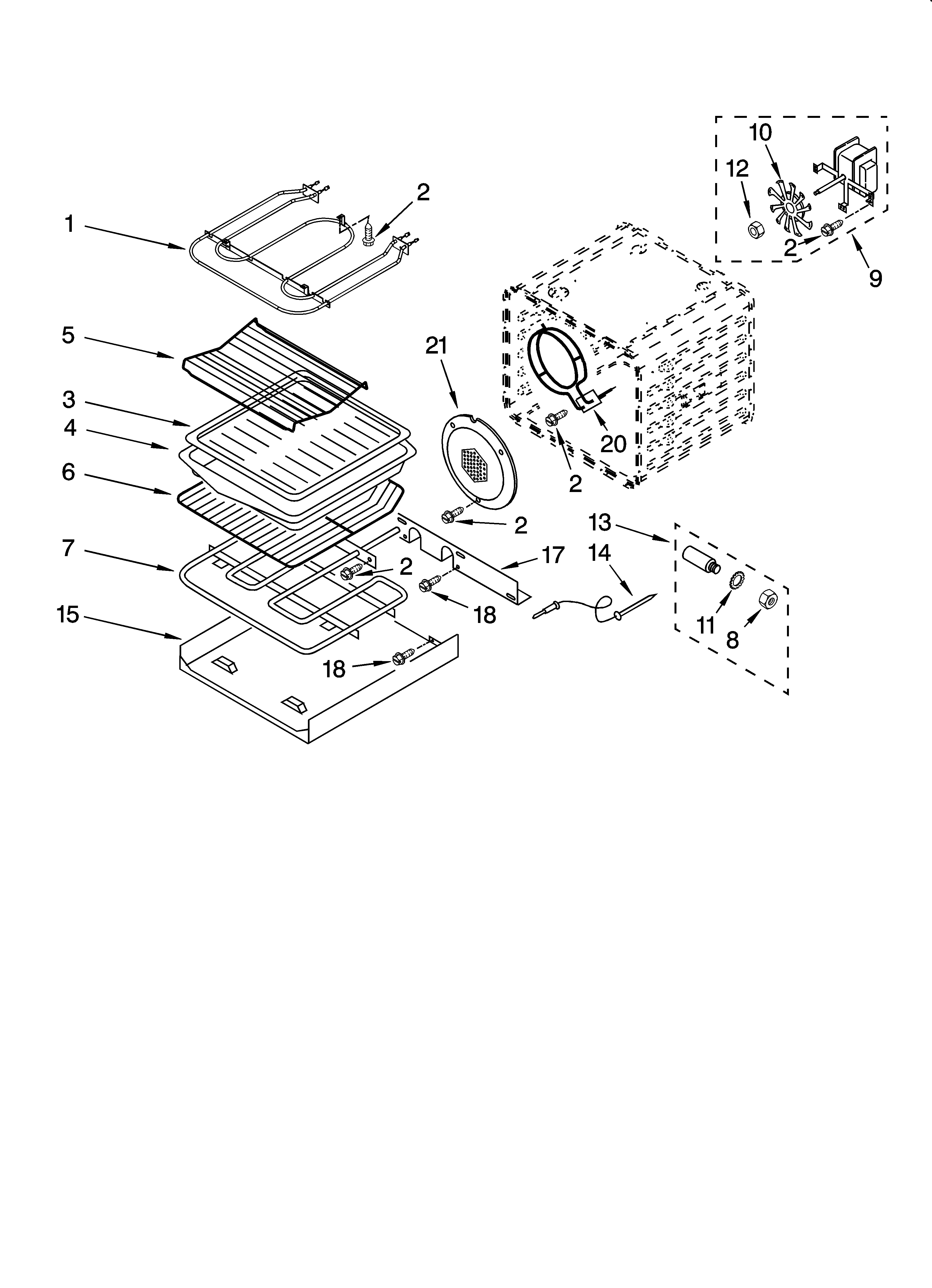 KitchenAid KEMC377KBT05 internal oven parts diagram