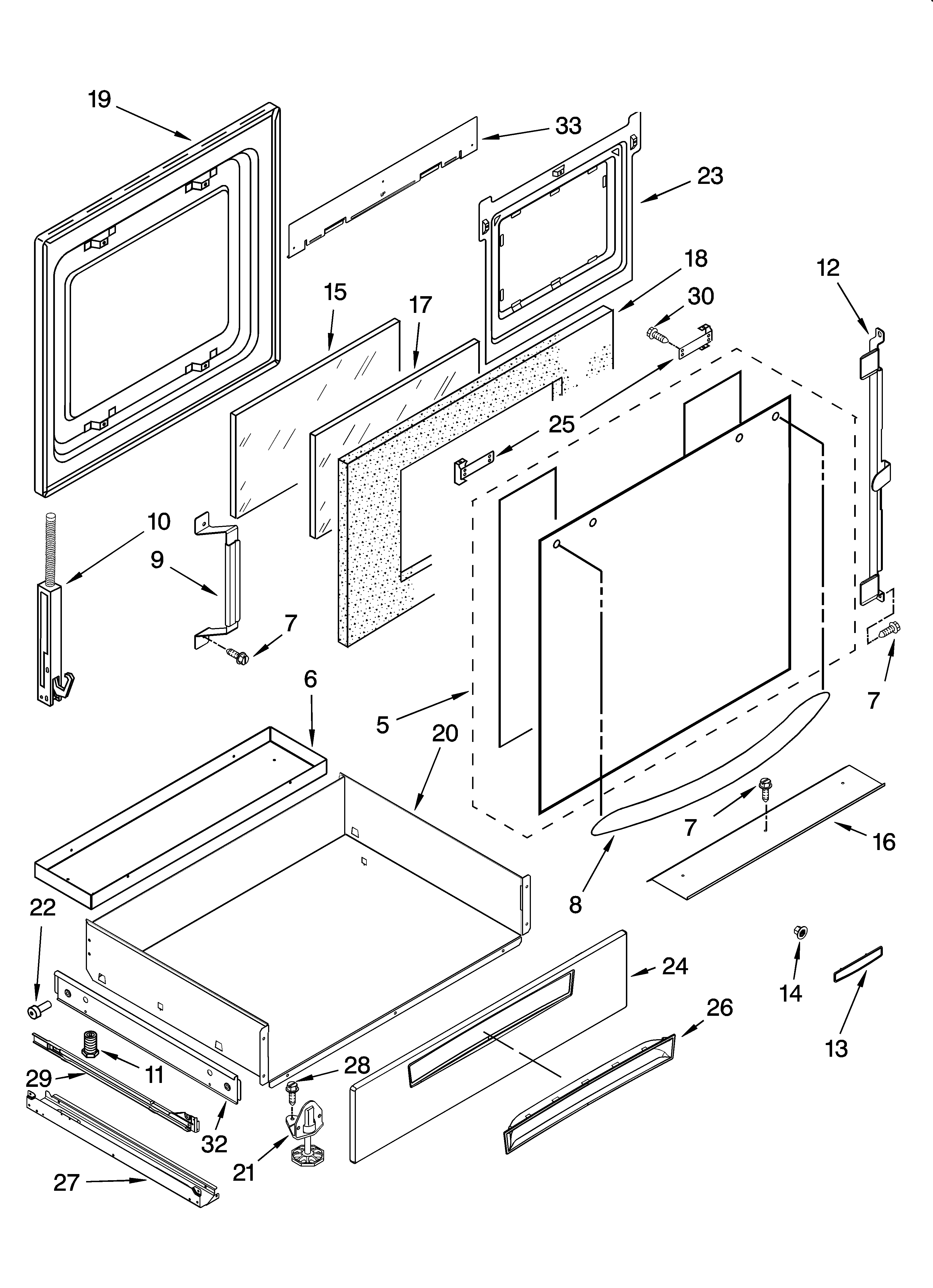 KitchenAid KGSI901PBS02 door and drawer parts diagram