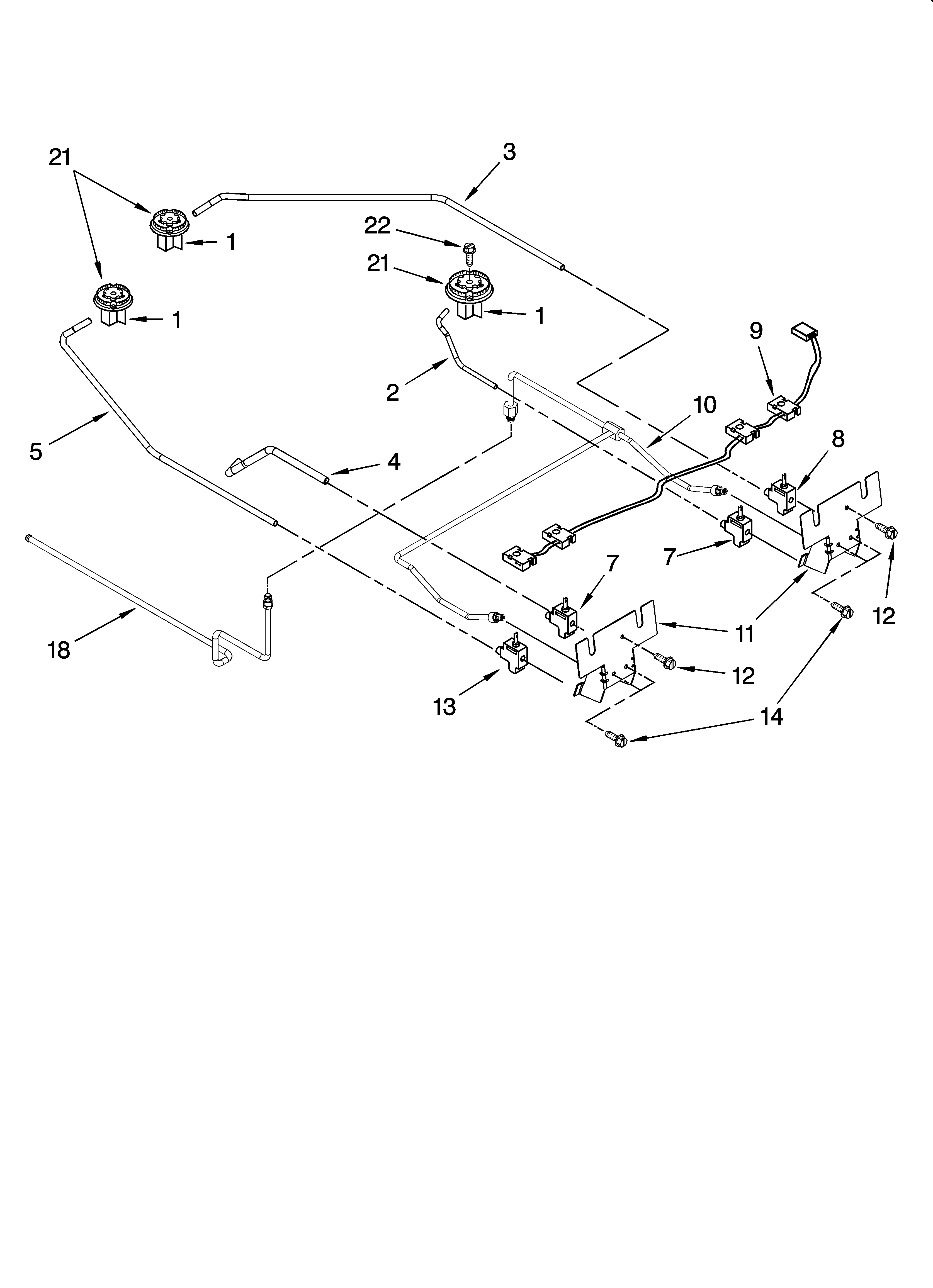 KitchenAid KGSI901PBS02 cooktop burner parts diagram