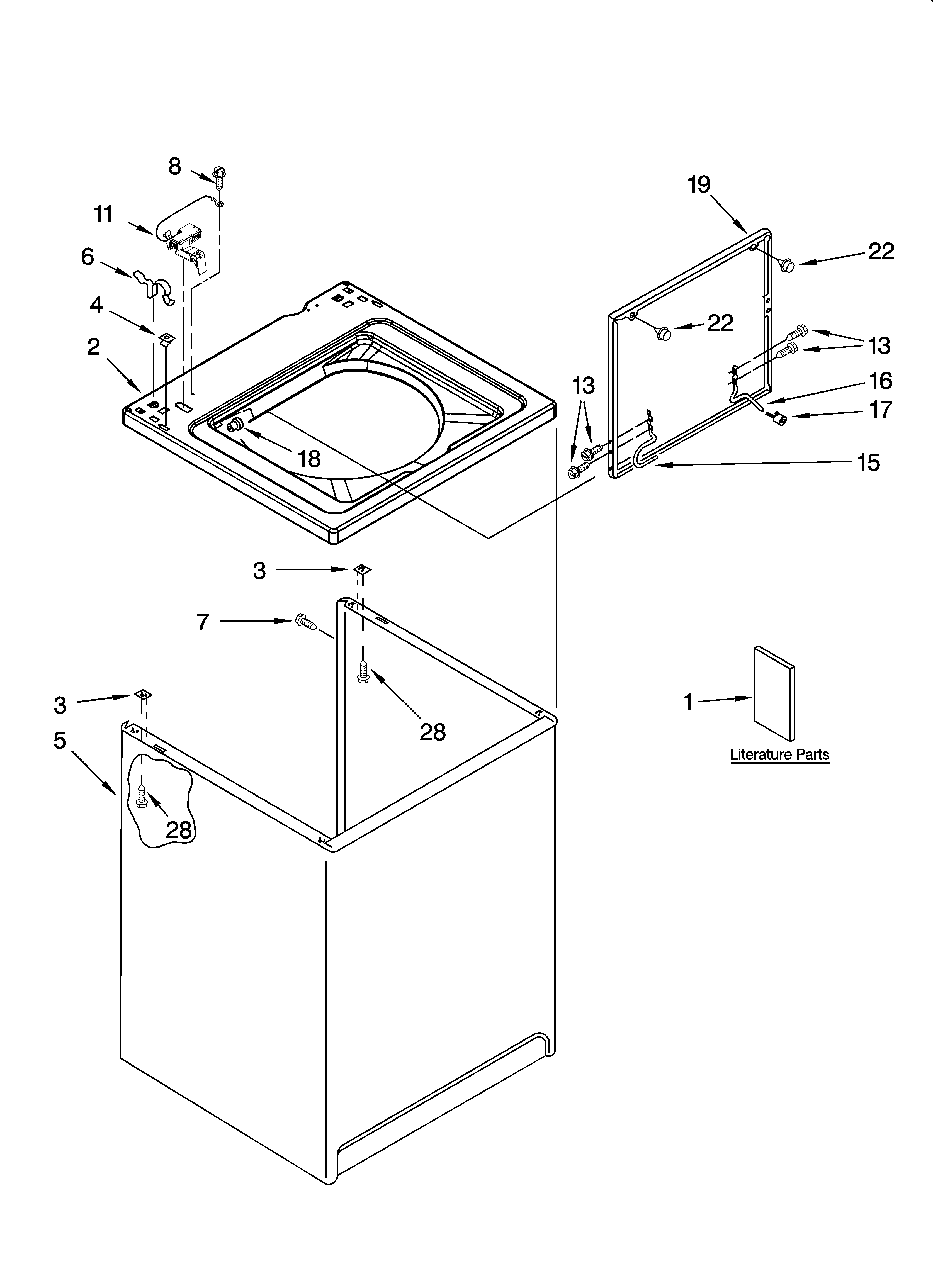 Roper RAS7133RQ0 top and cabinet parts diagram