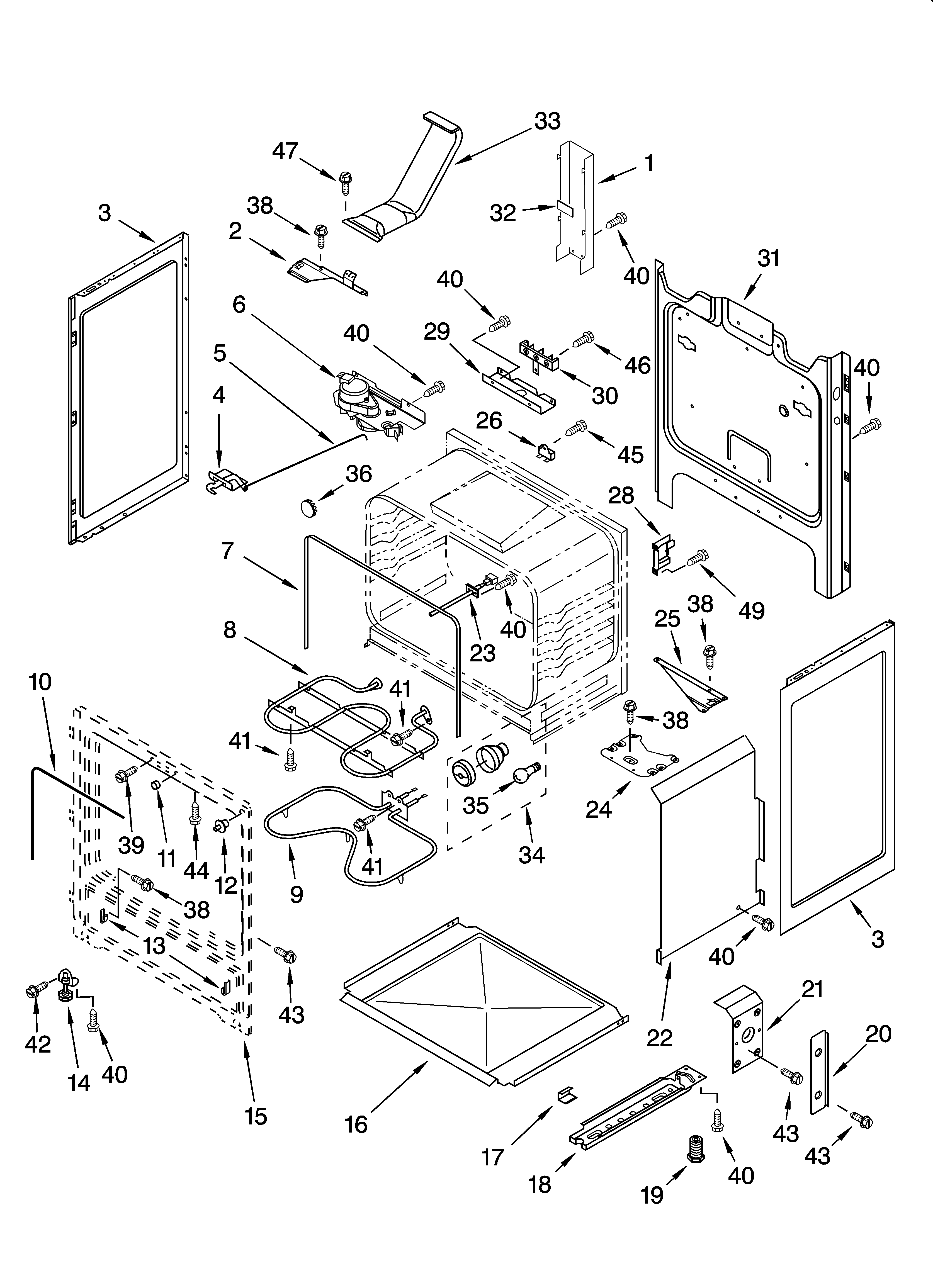 Whirlpool RF198LXMC0 chassis parts diagram