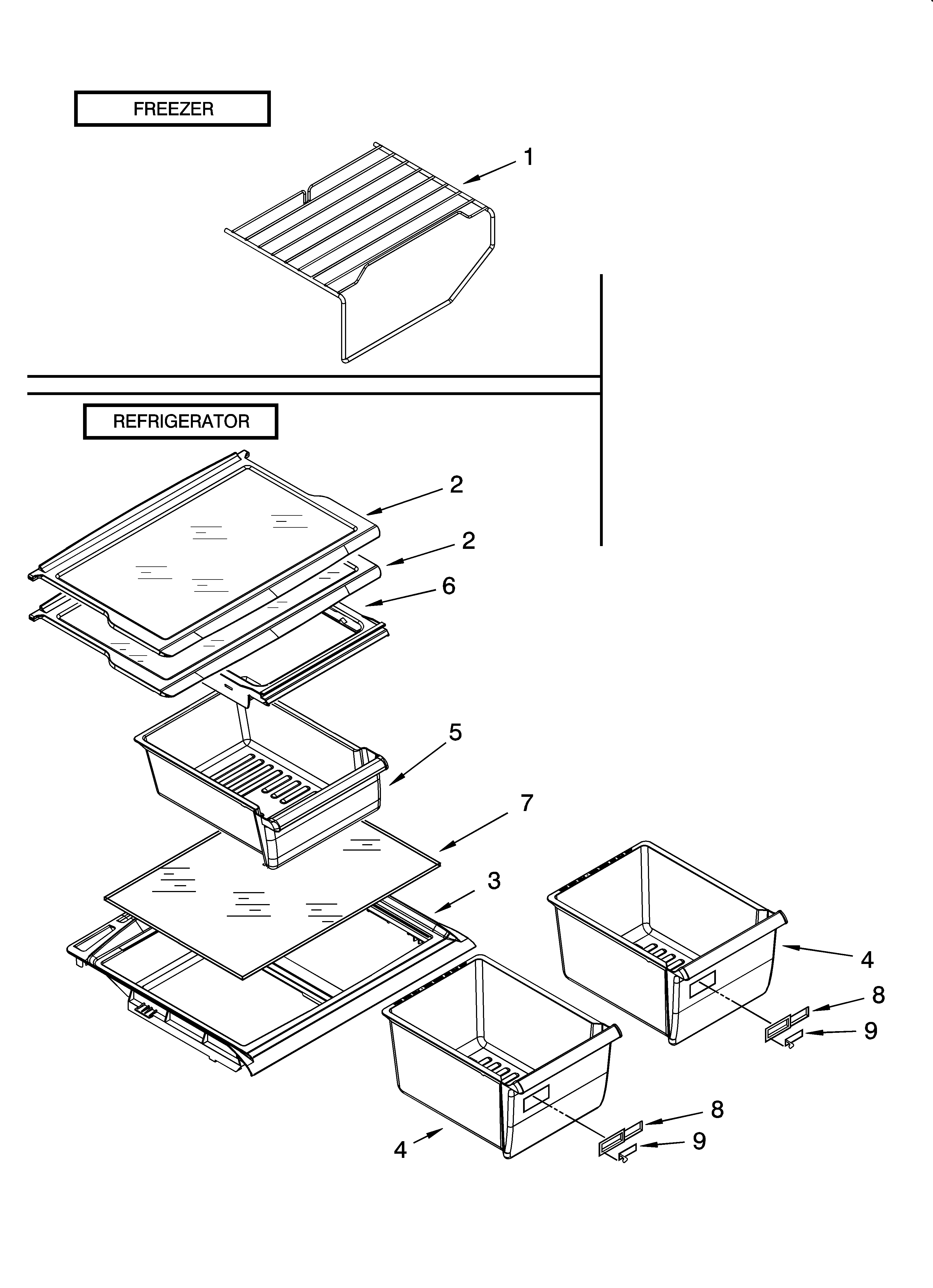 Estate TT18SKXRD01 shelf parts, optional parts diagram