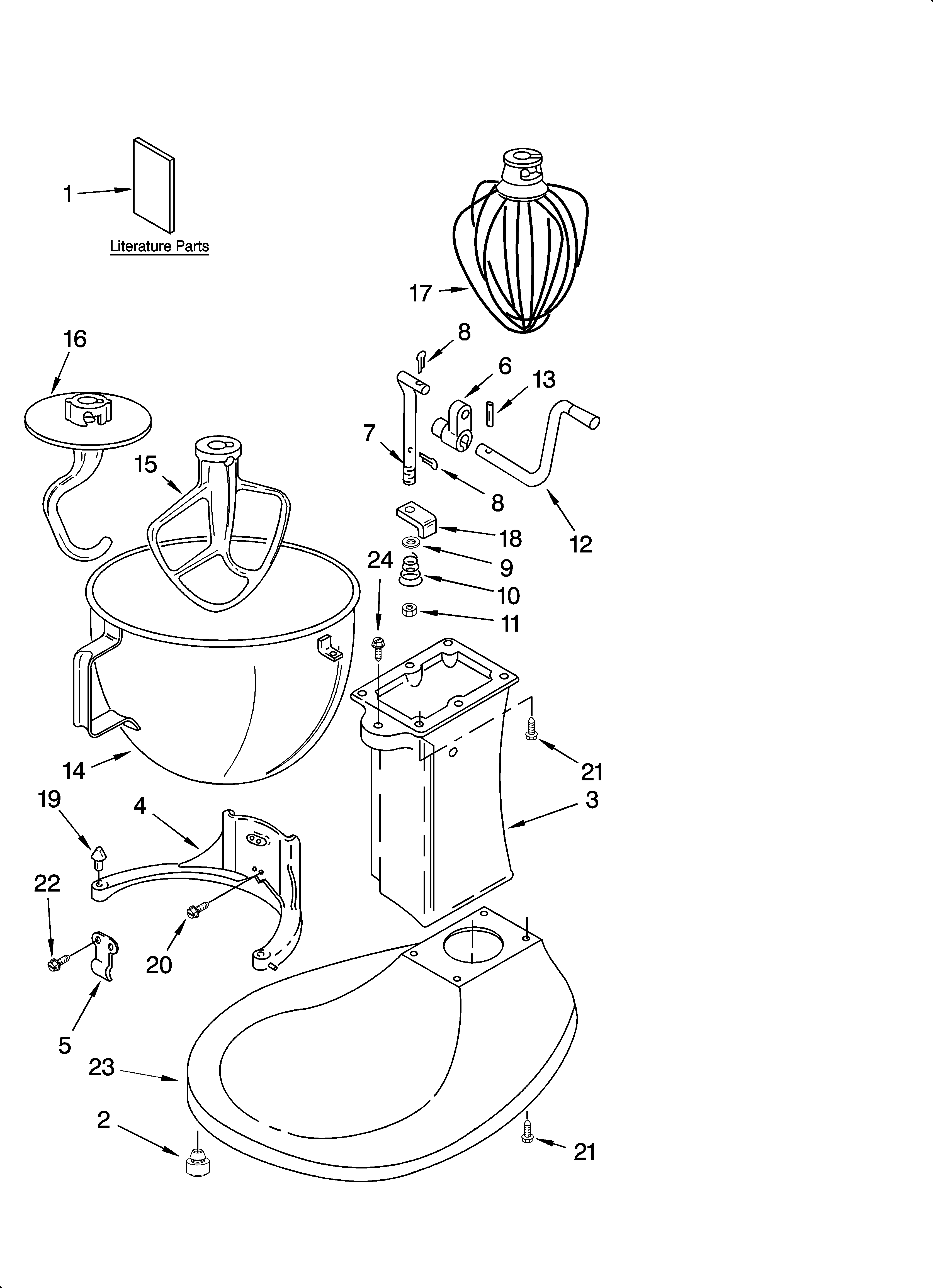KitchenAid 5K5SSAWH1 base and pedestal unit diagram