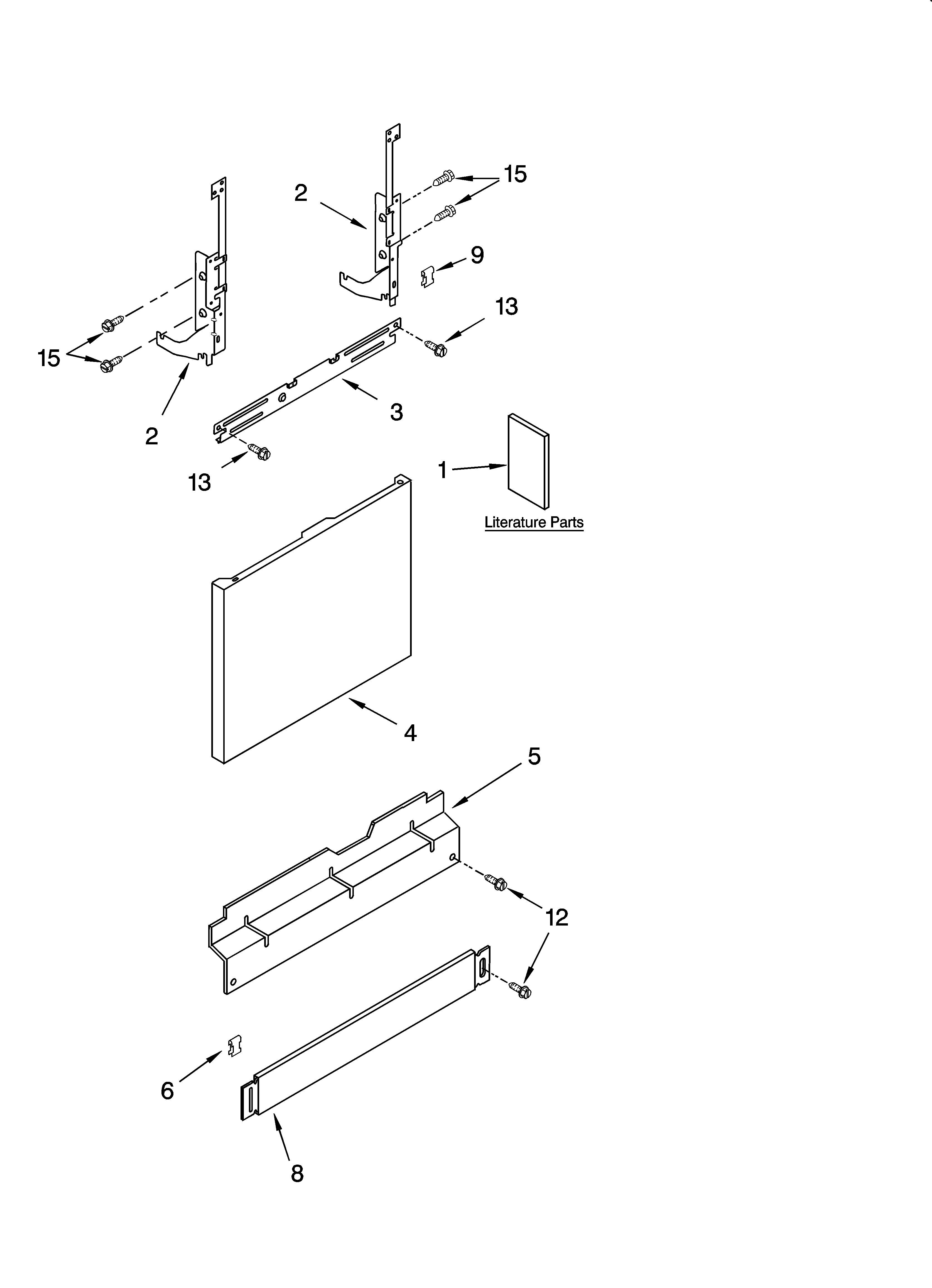 Whirlpool DU1055XTSB0 door and panel parts diagram