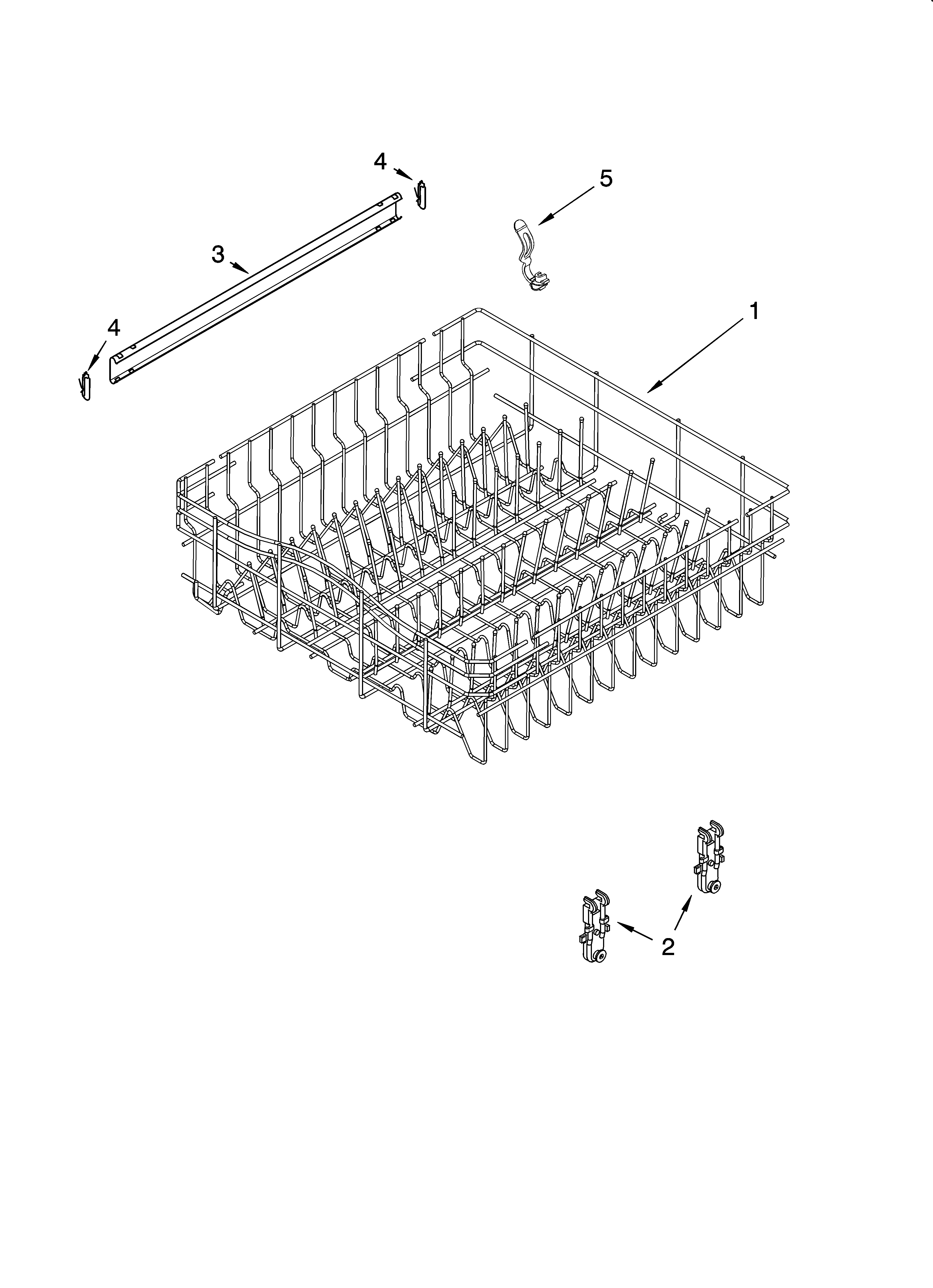 Whirlpool DU1055XTSB0 upper rack and track parts diagram