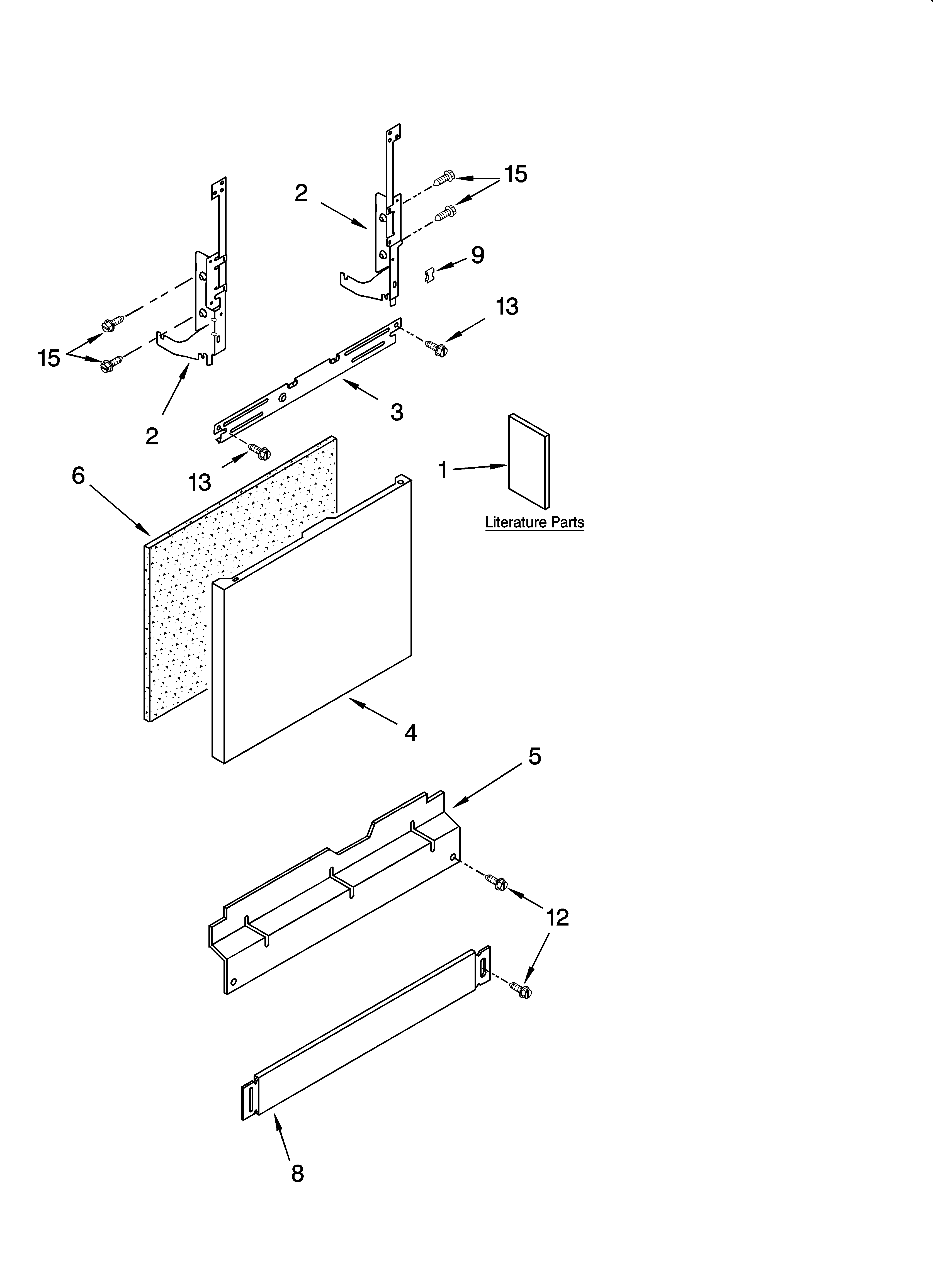 Whirlpool DU1201XTSQ0 door and panel parts diagram
