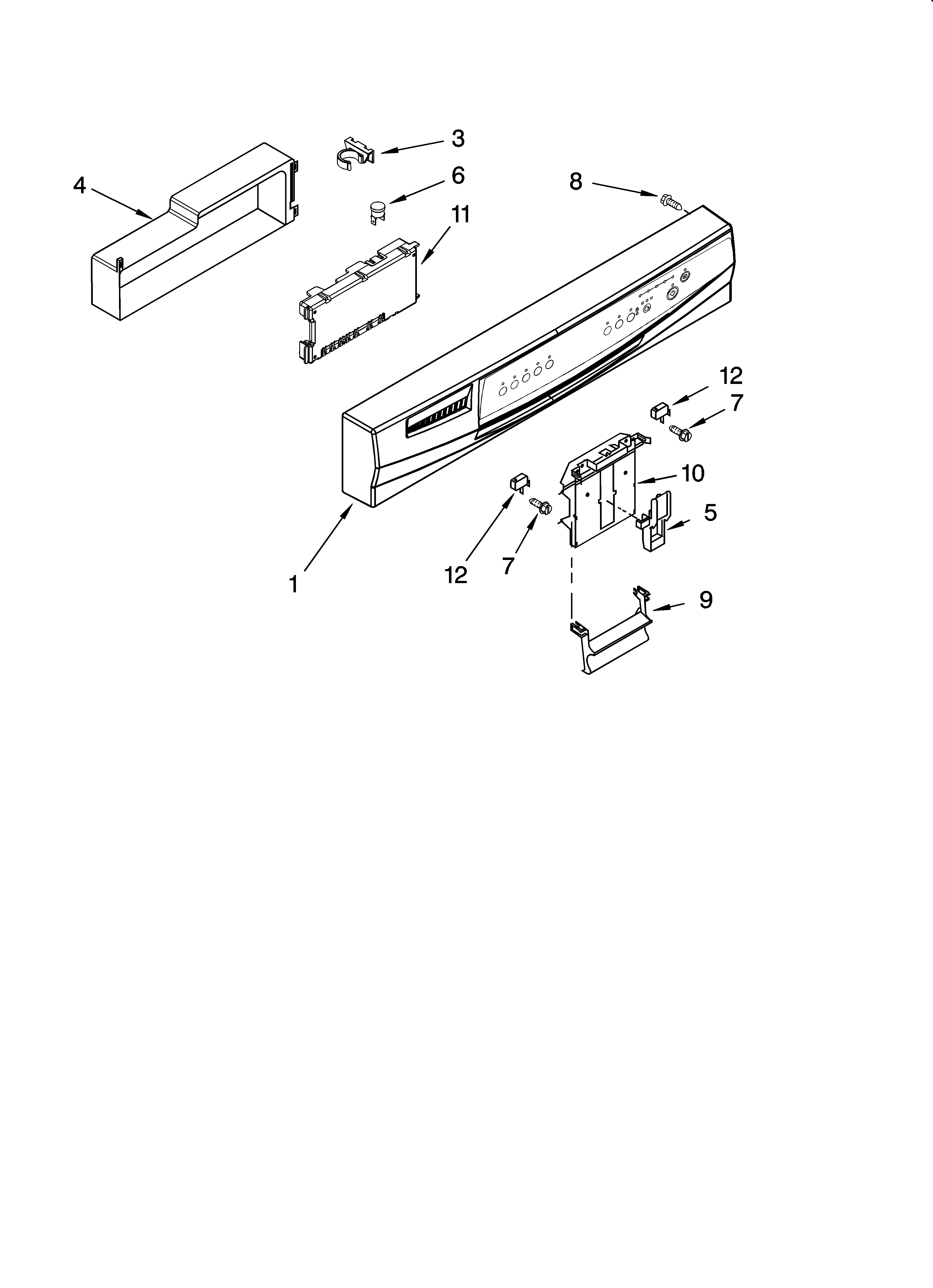 Whirlpool DU1201XTSQ0 control panel parts diagram