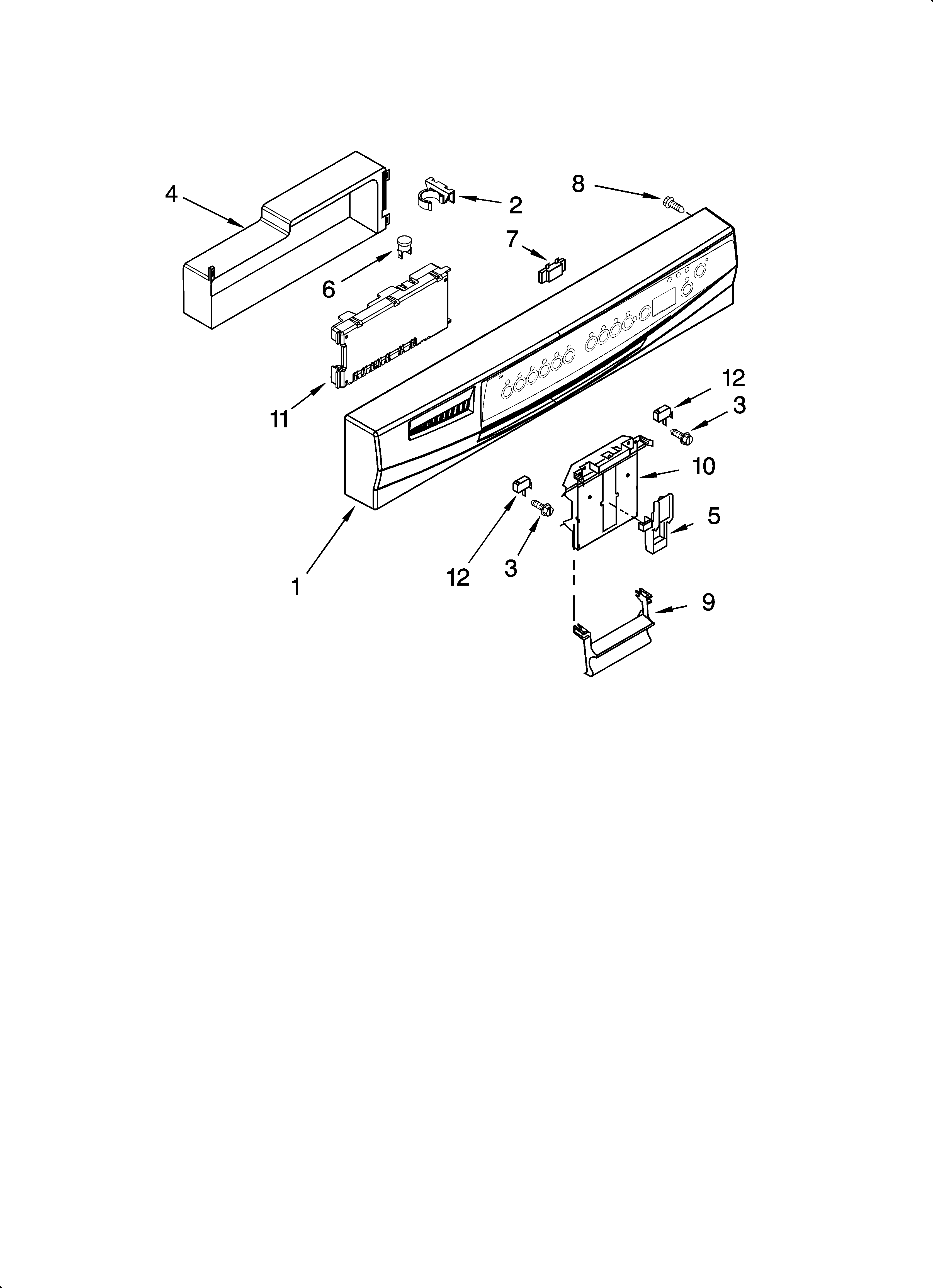 Whirlpool GU2451XTSB0 control panel parts diagram