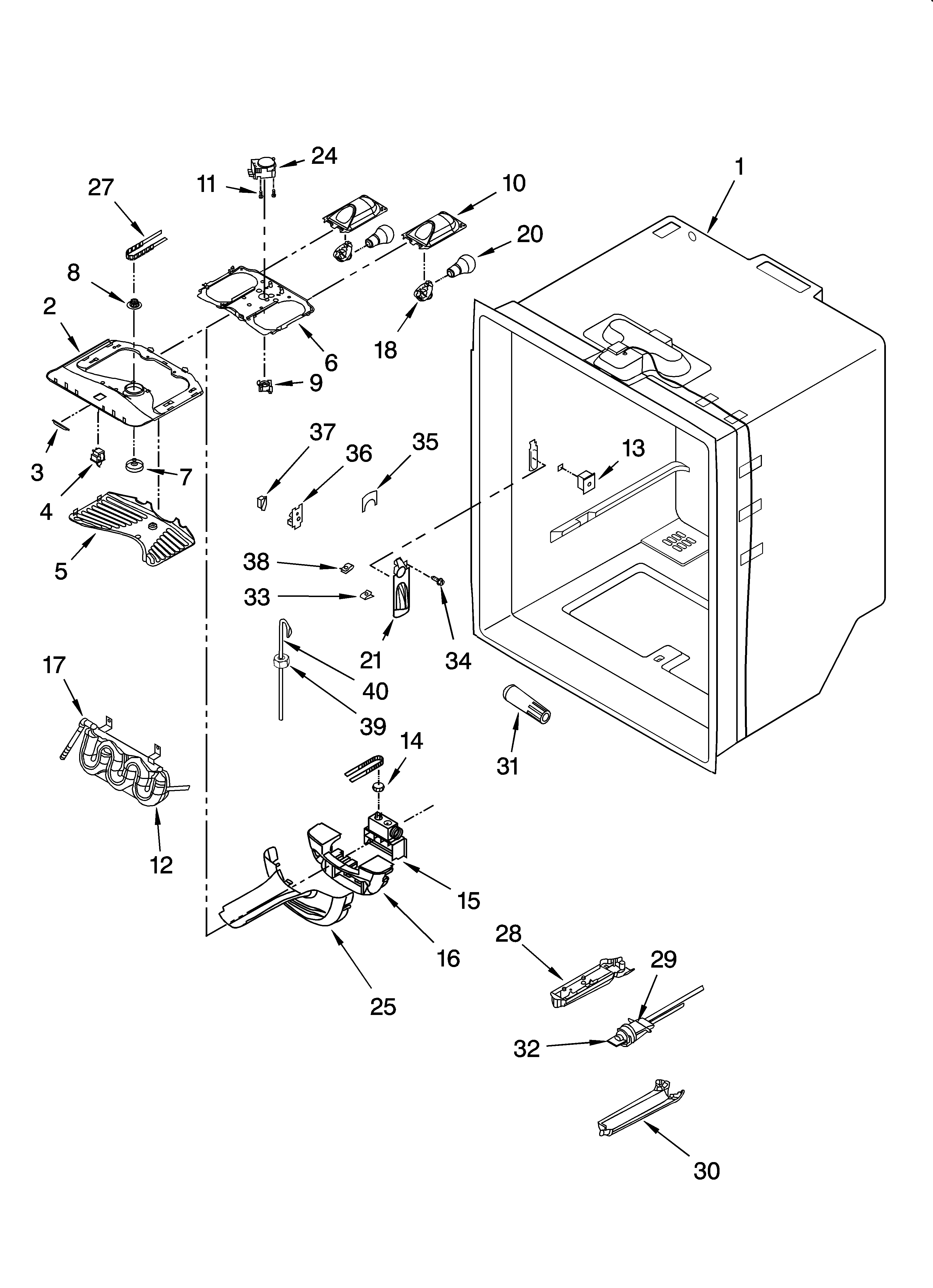 KitchenAid KBRA20ELSS01 refrigerator liner parts diagram