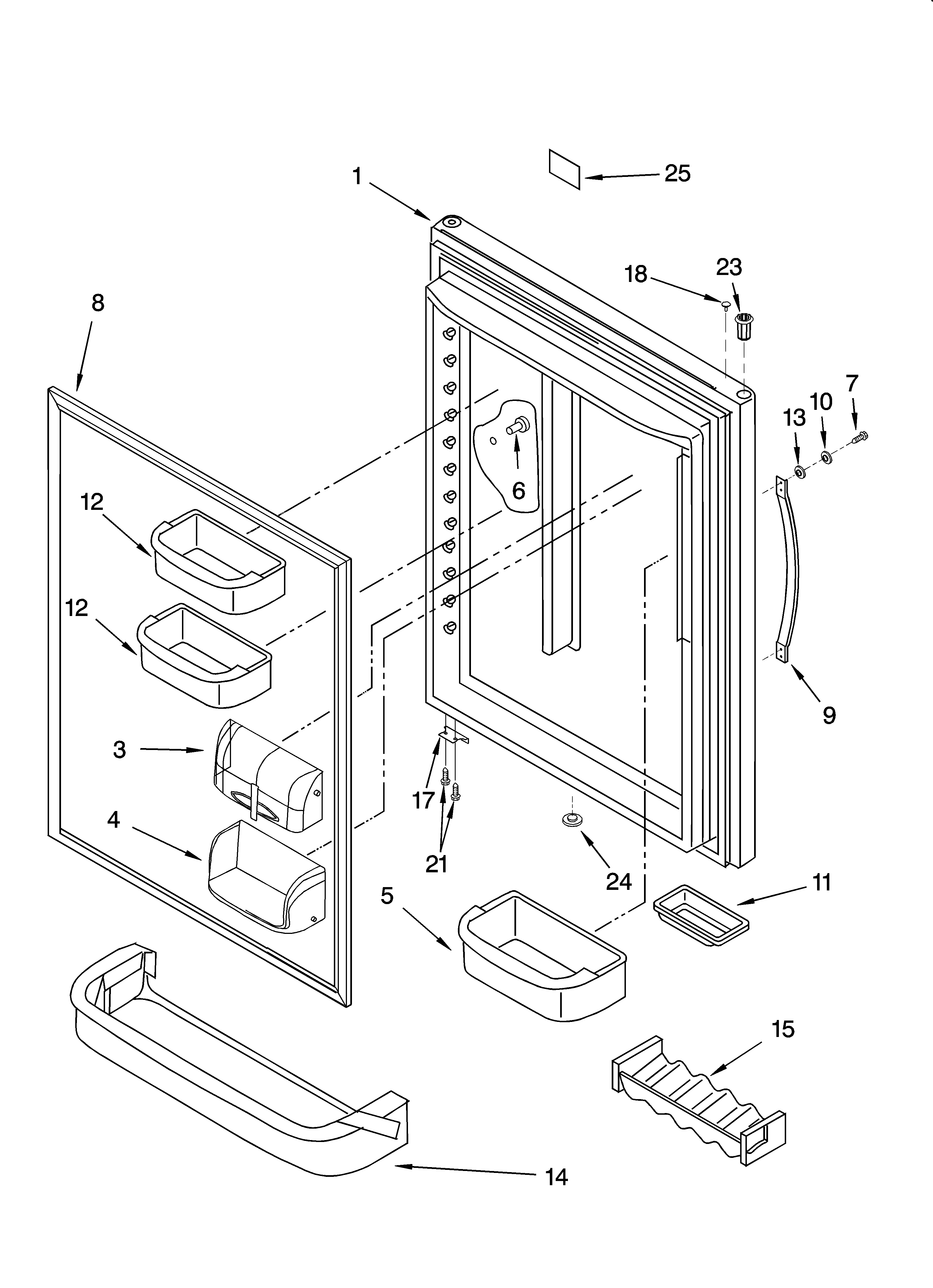 KitchenAid KBRA20ELSS01 refrigerator door parts diagram