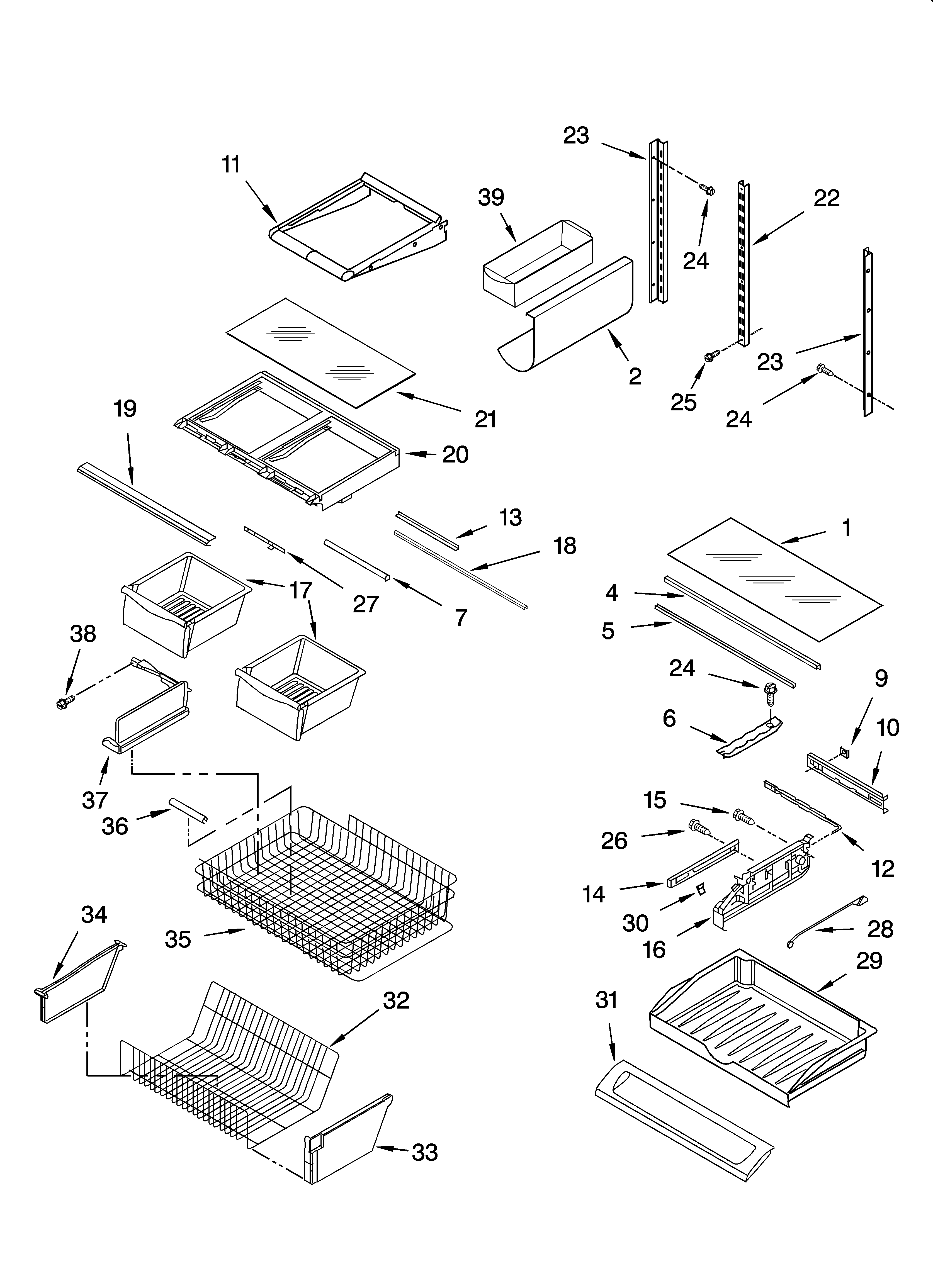 KitchenAid KBRA20ELSS01 shelf parts diagram