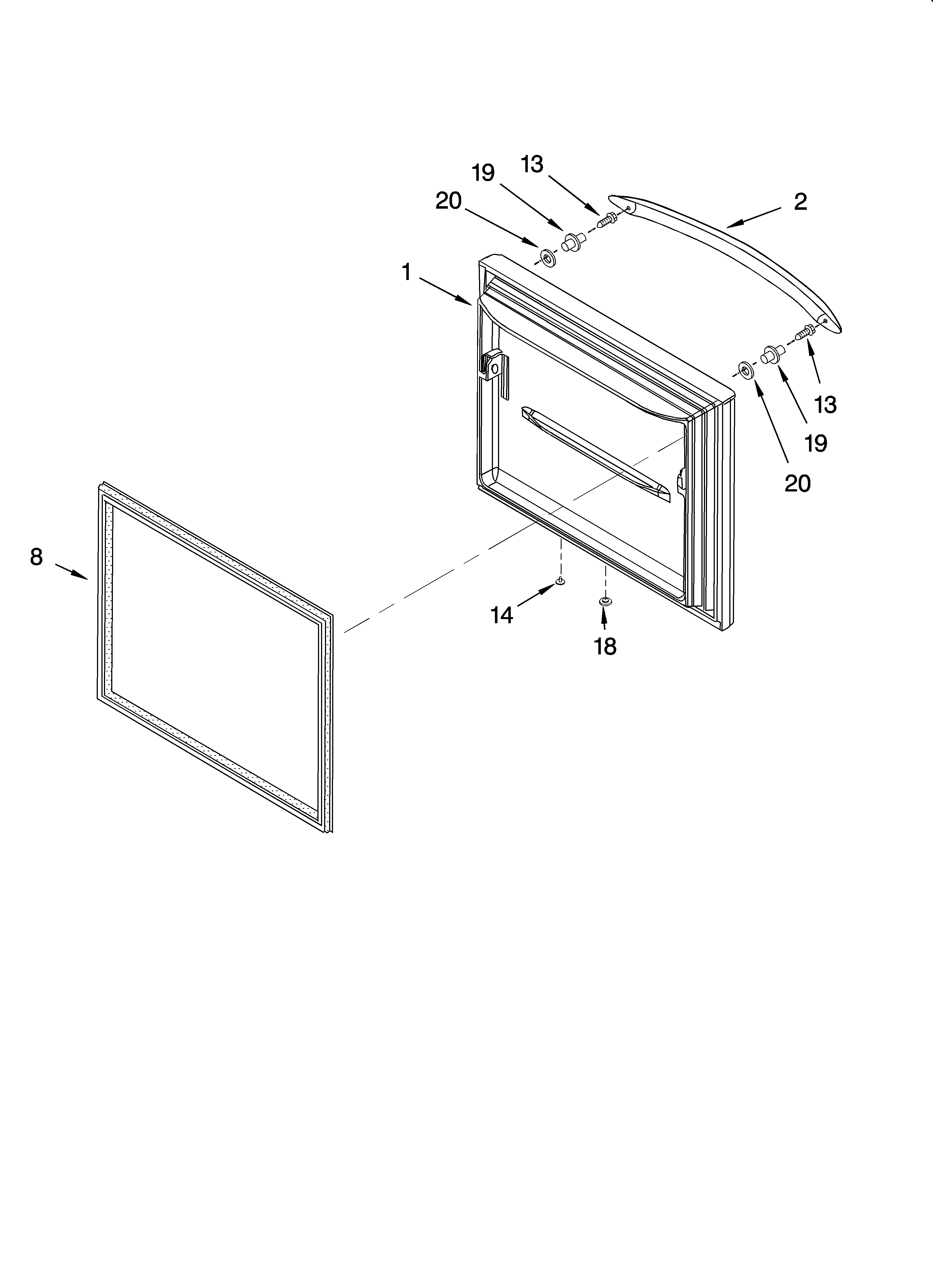 KitchenAid KBRA20ELSS01 freezer door parts, optional parts diagram