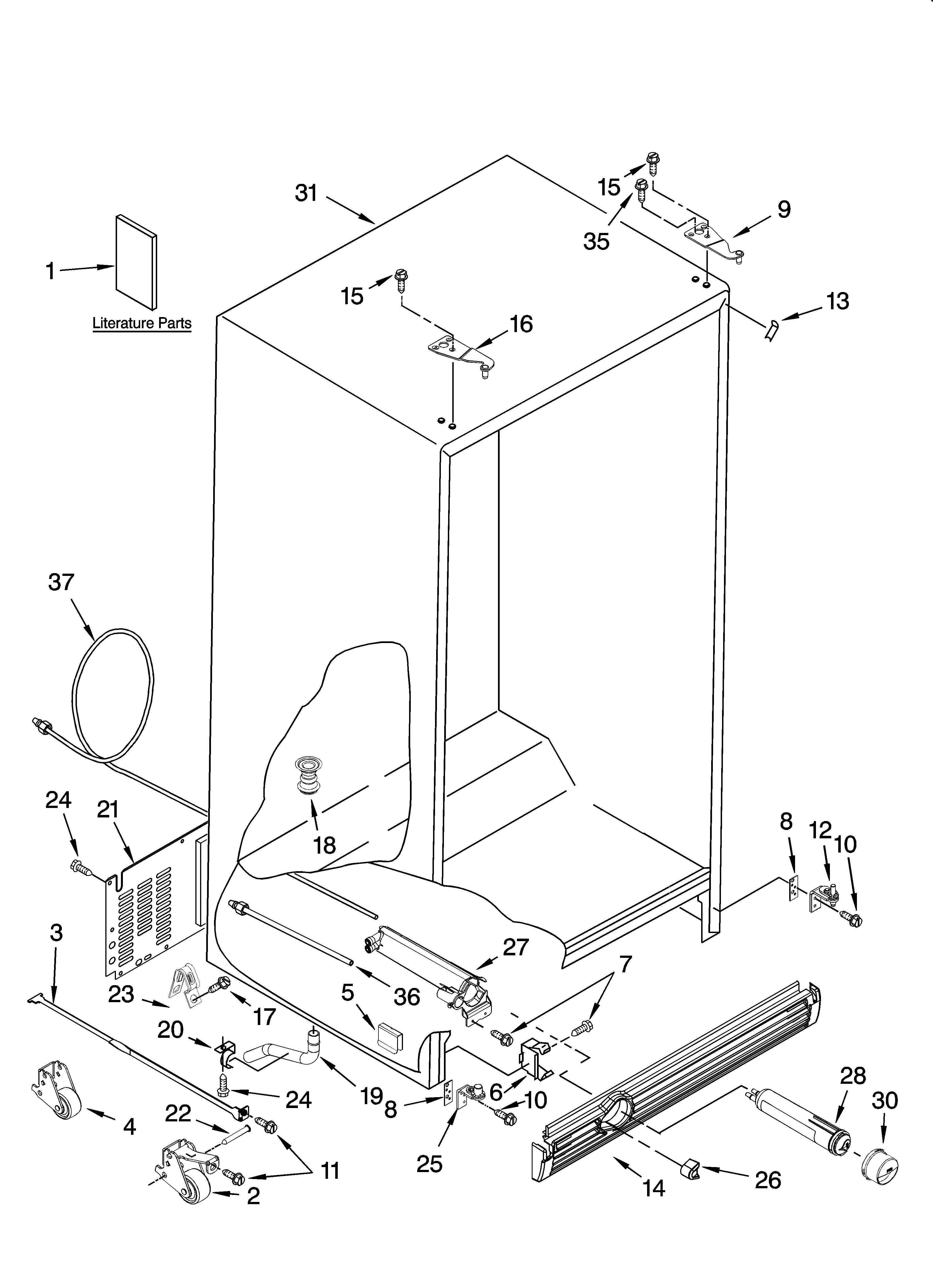 KitchenAid KSCS25INWH01 cabinet parts diagram