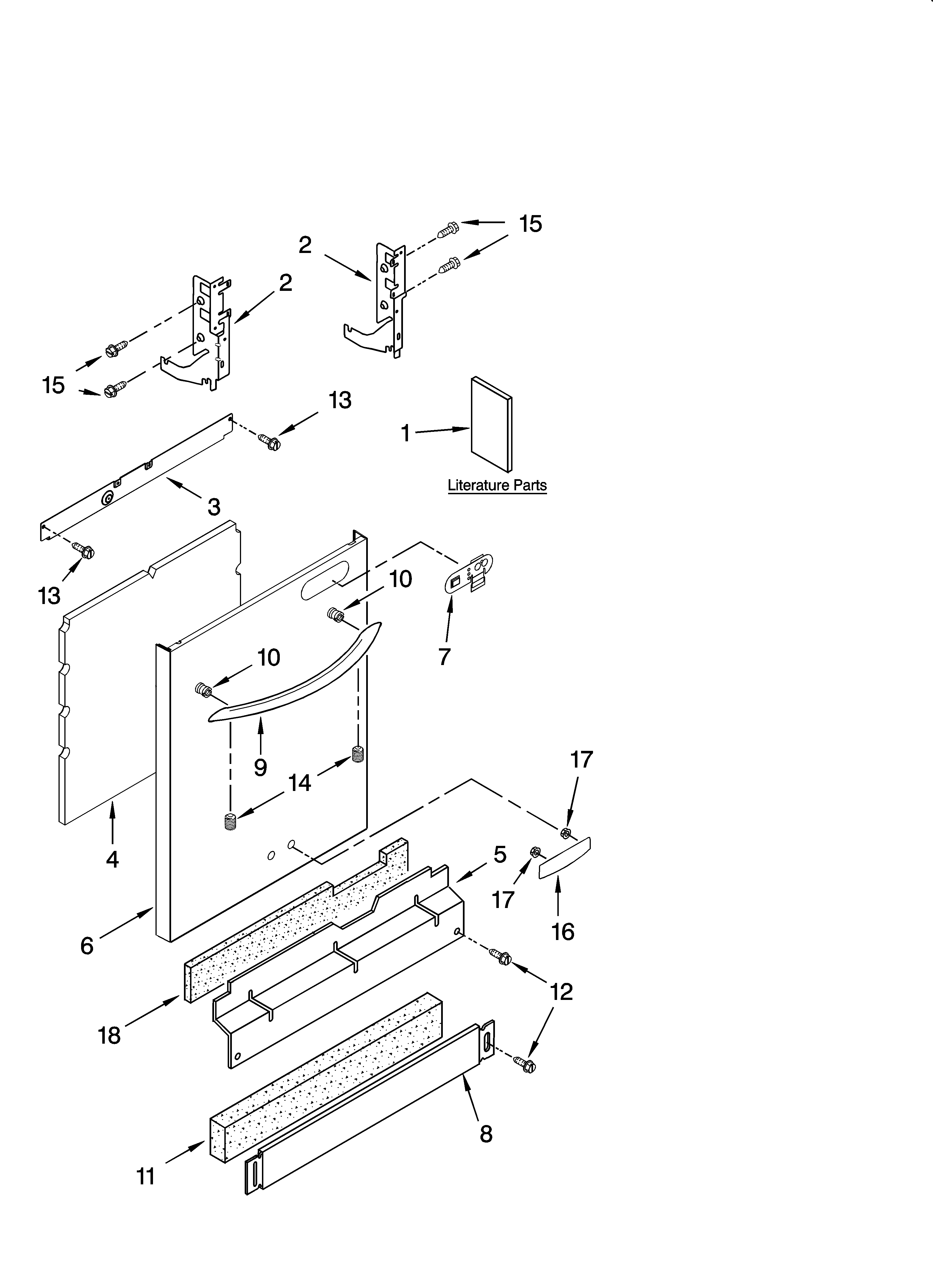 KitchenAid KUDP02SRWH2 door and panel parts diagram