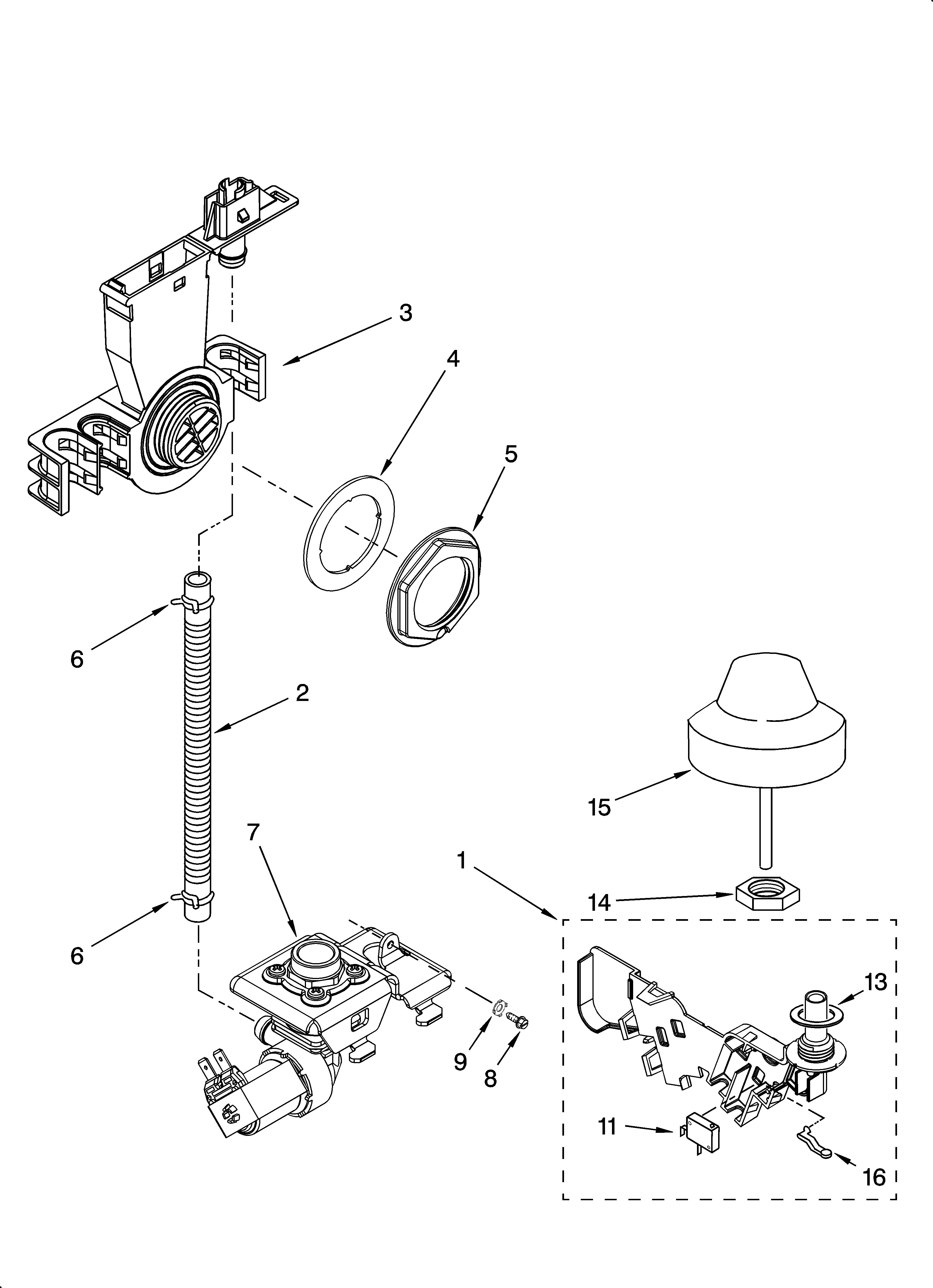 KitchenAid KUDR02FSBL2 fill and overfill parts diagram