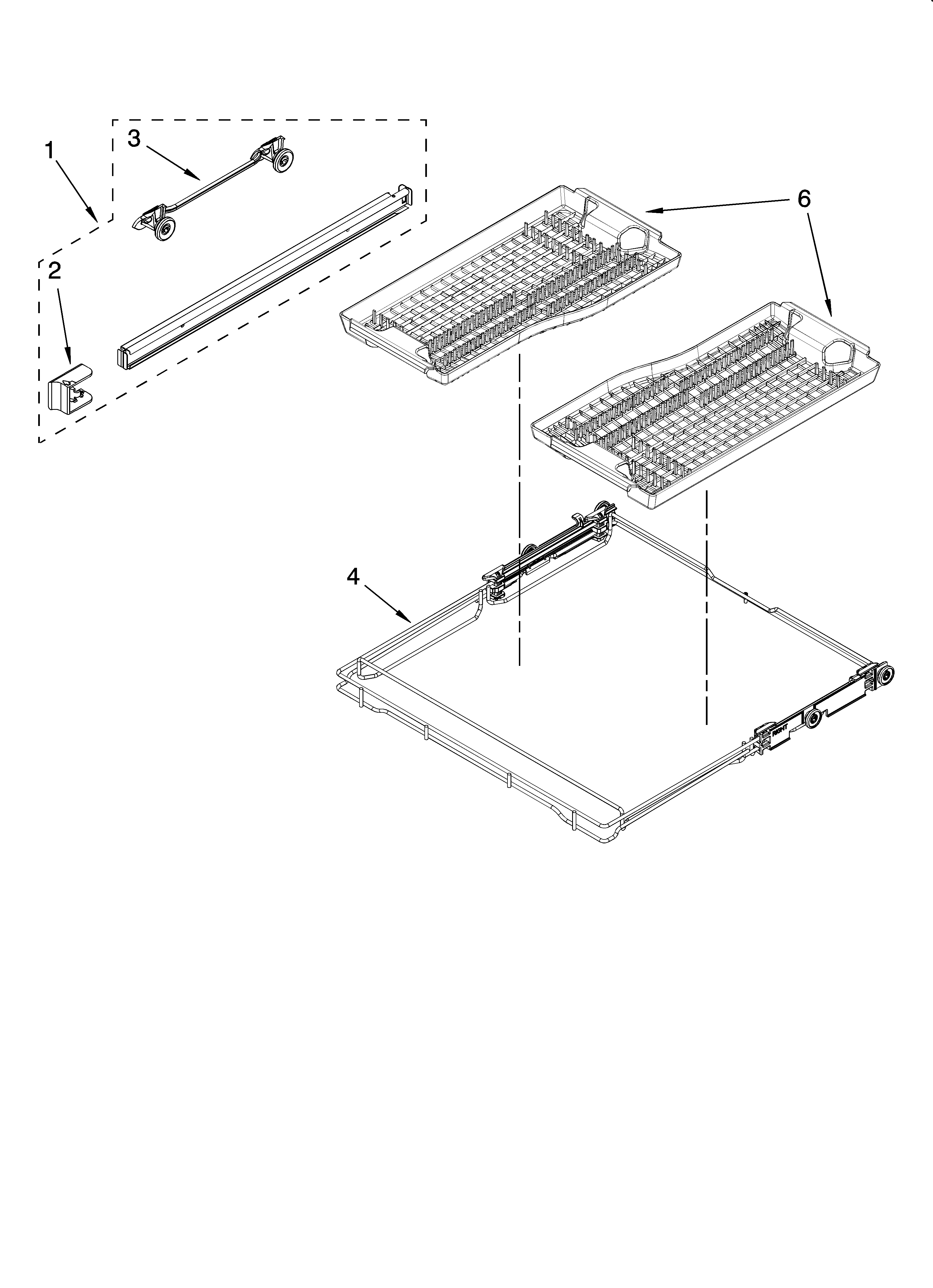 KitchenAid KUDS02ISSS1 third level rack and track parts diagram