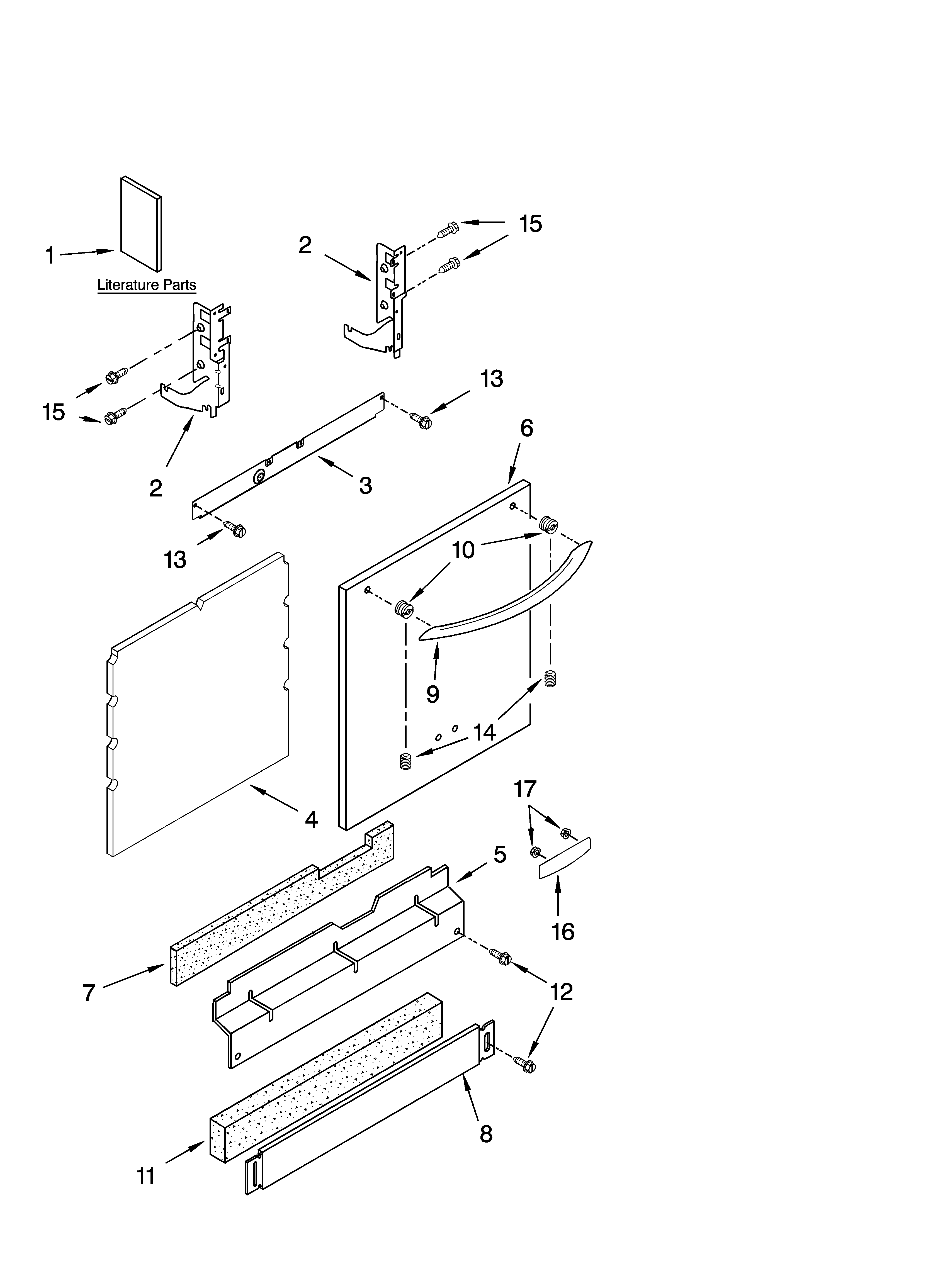 KitchenAid KUDW02FRBL2 door and panel parts diagram