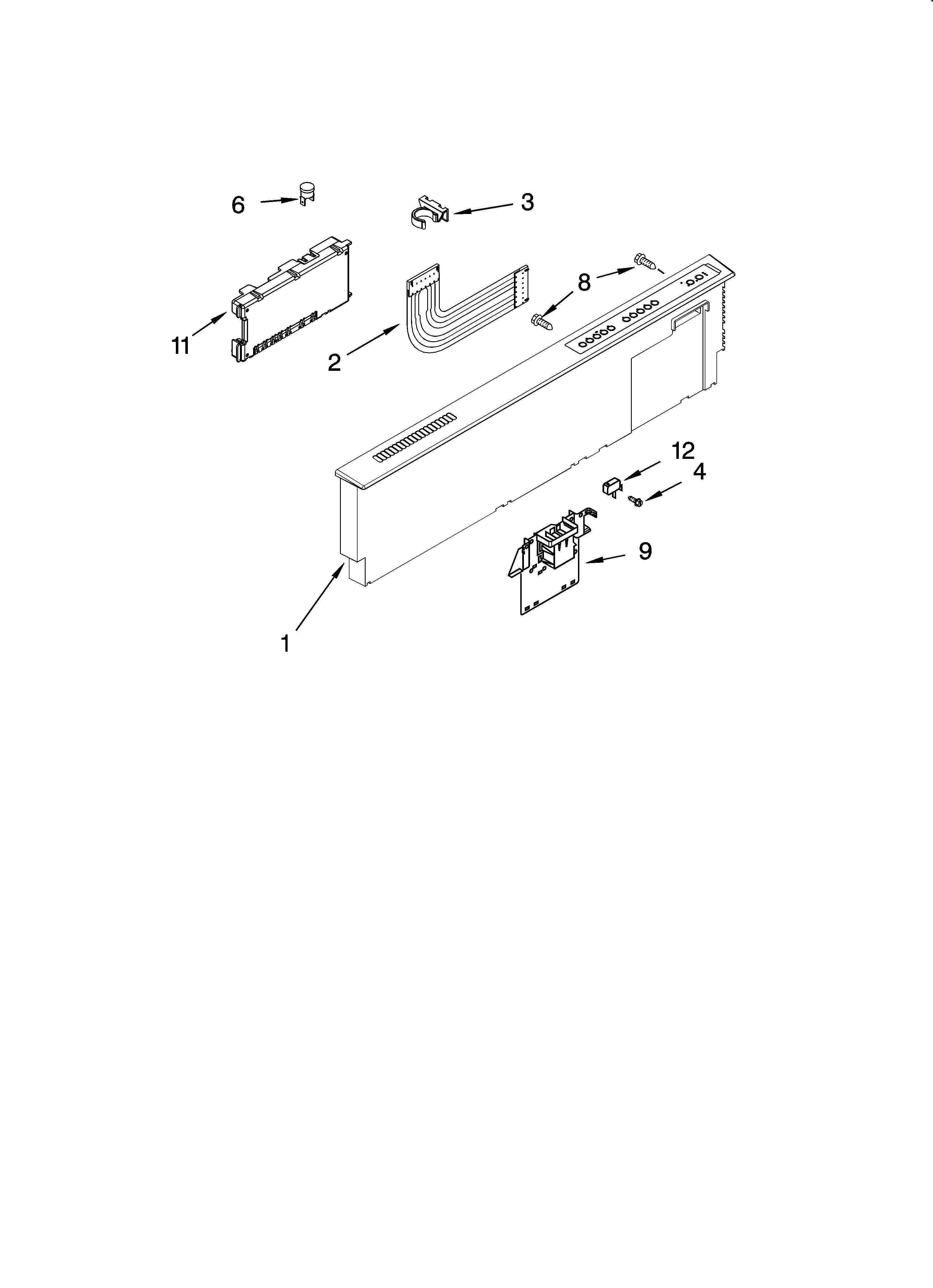 KitchenAid KUDW02FRBL2 control panel parts diagram
