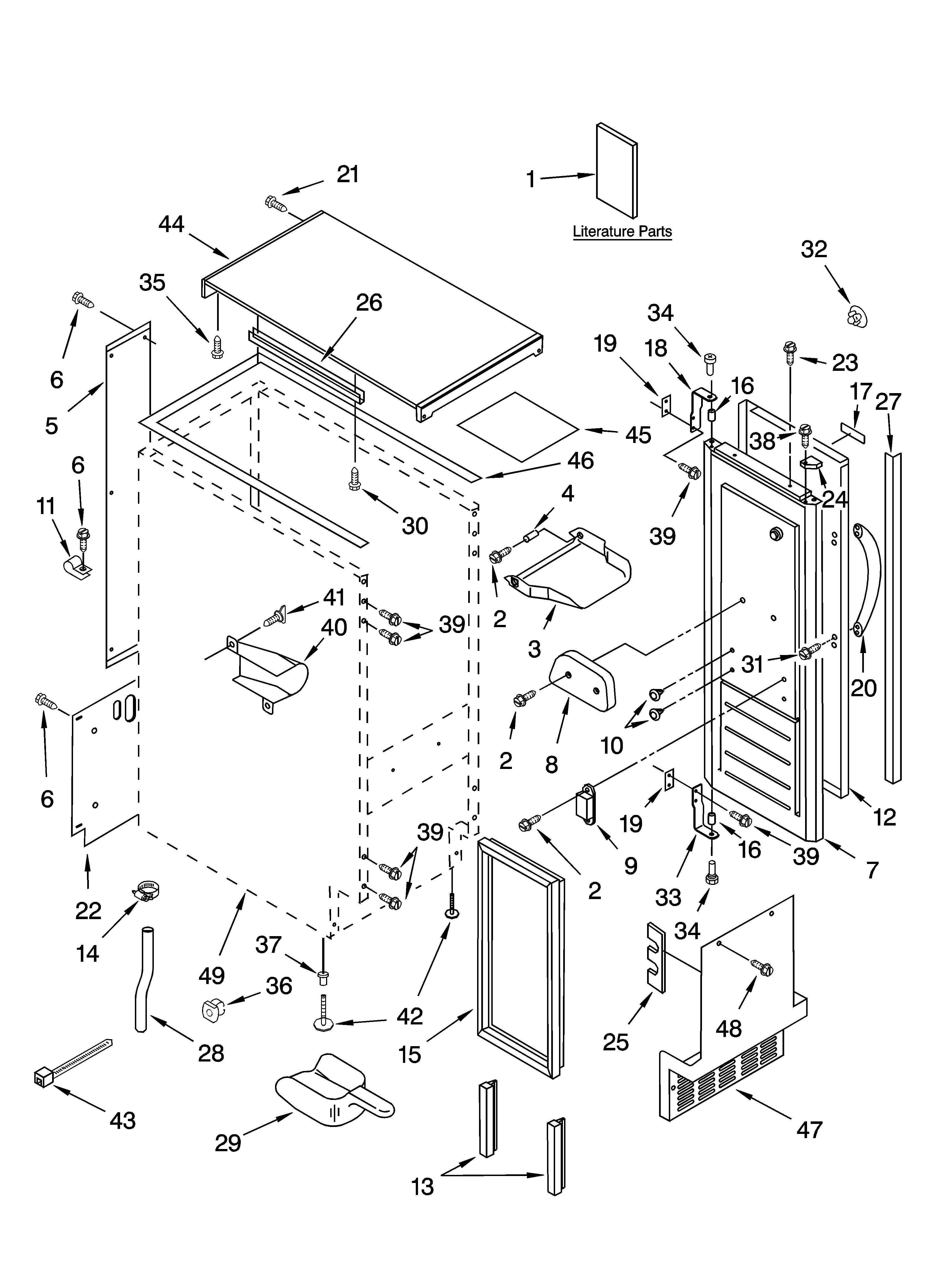 KitchenAid KUIA15NRHS9 cabinet liner and door parts diagram