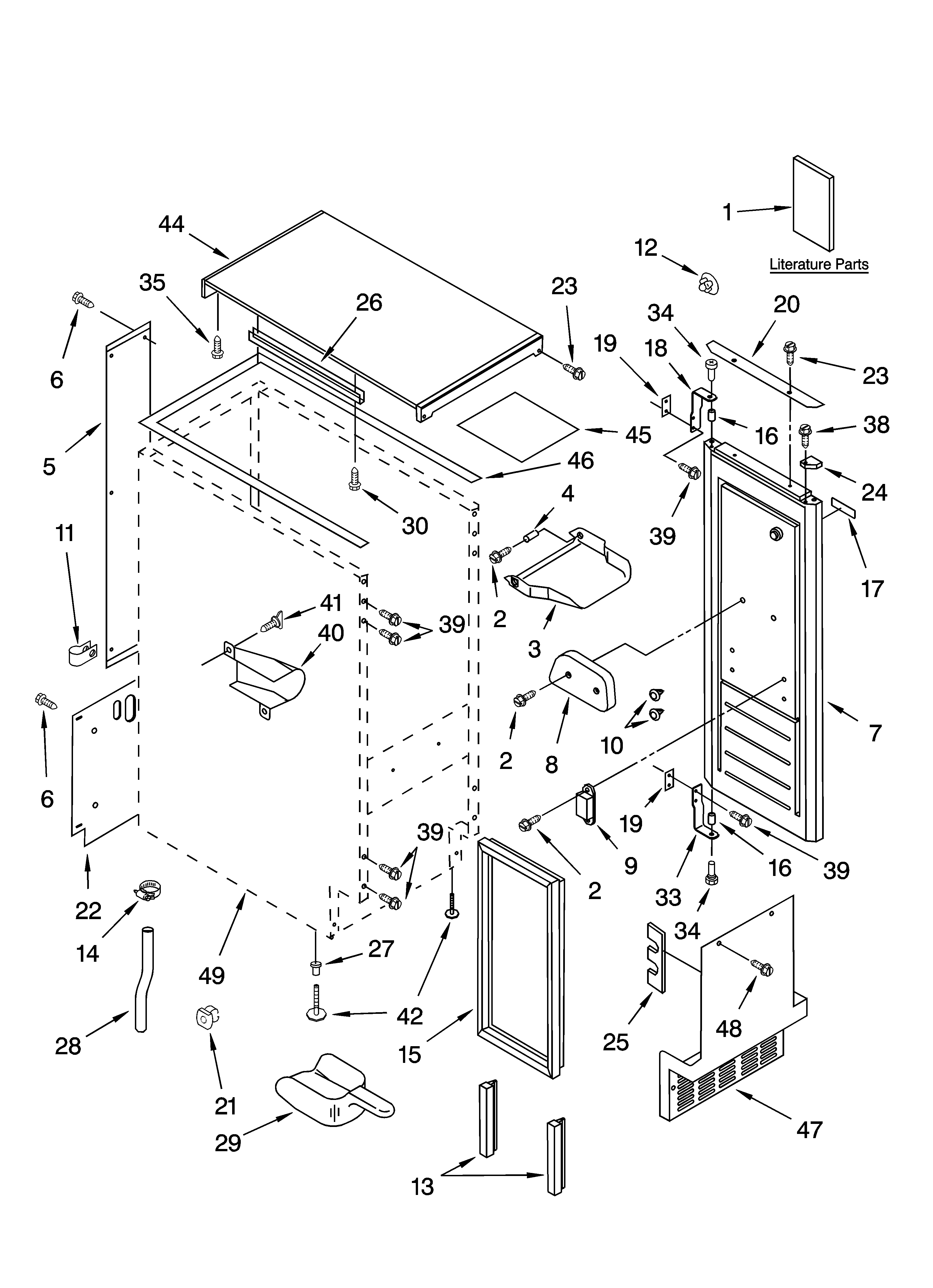 KitchenAid KUIS15NRHB9 cabinet liner and door parts diagram