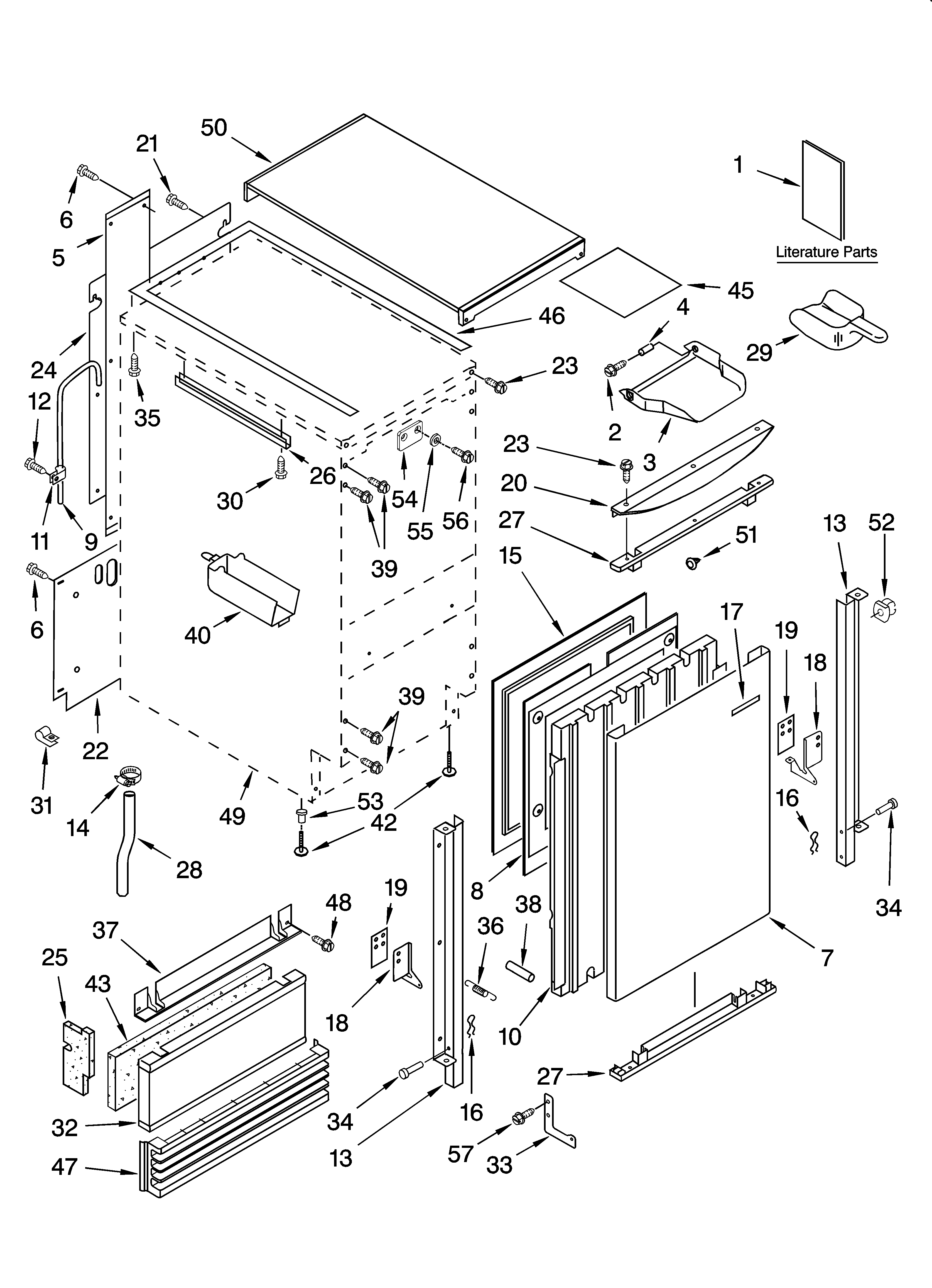 KitchenAid KUIS18PNJW8 cabinet liner and door parts diagram