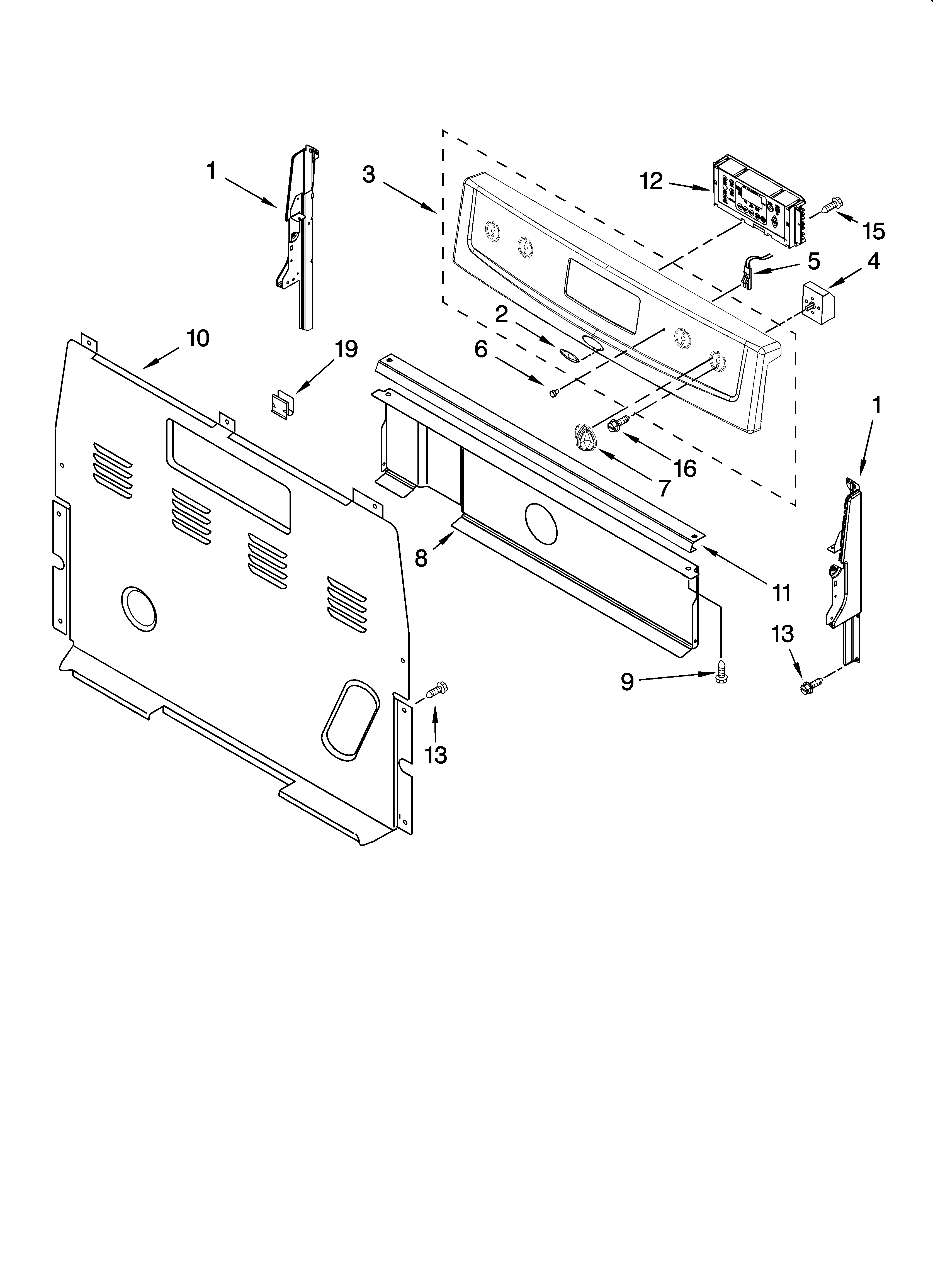Whirlpool RF264LXST0 control panel parts diagram