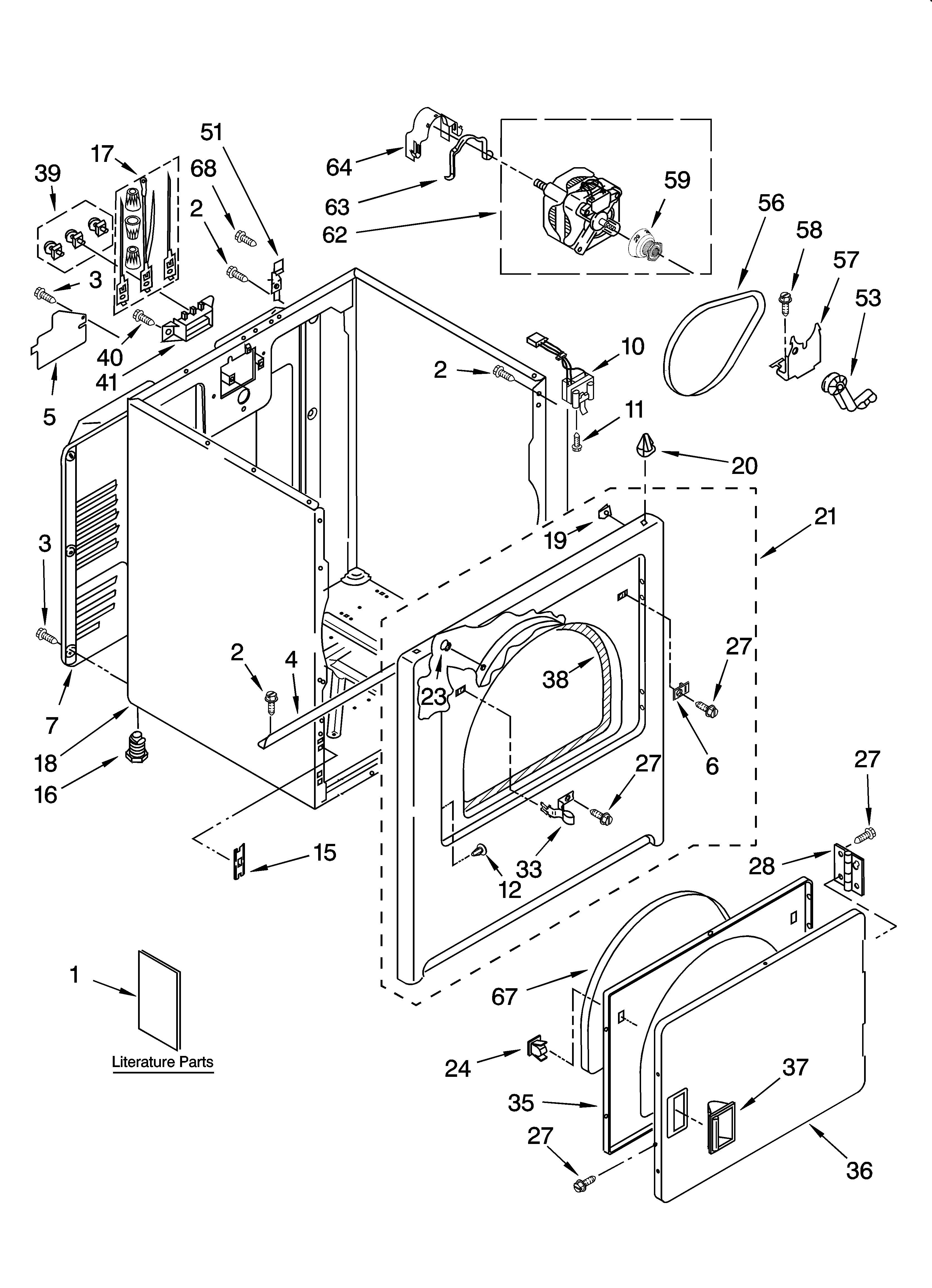 Whirlpool WED5300SQ0 cabinet parts diagram