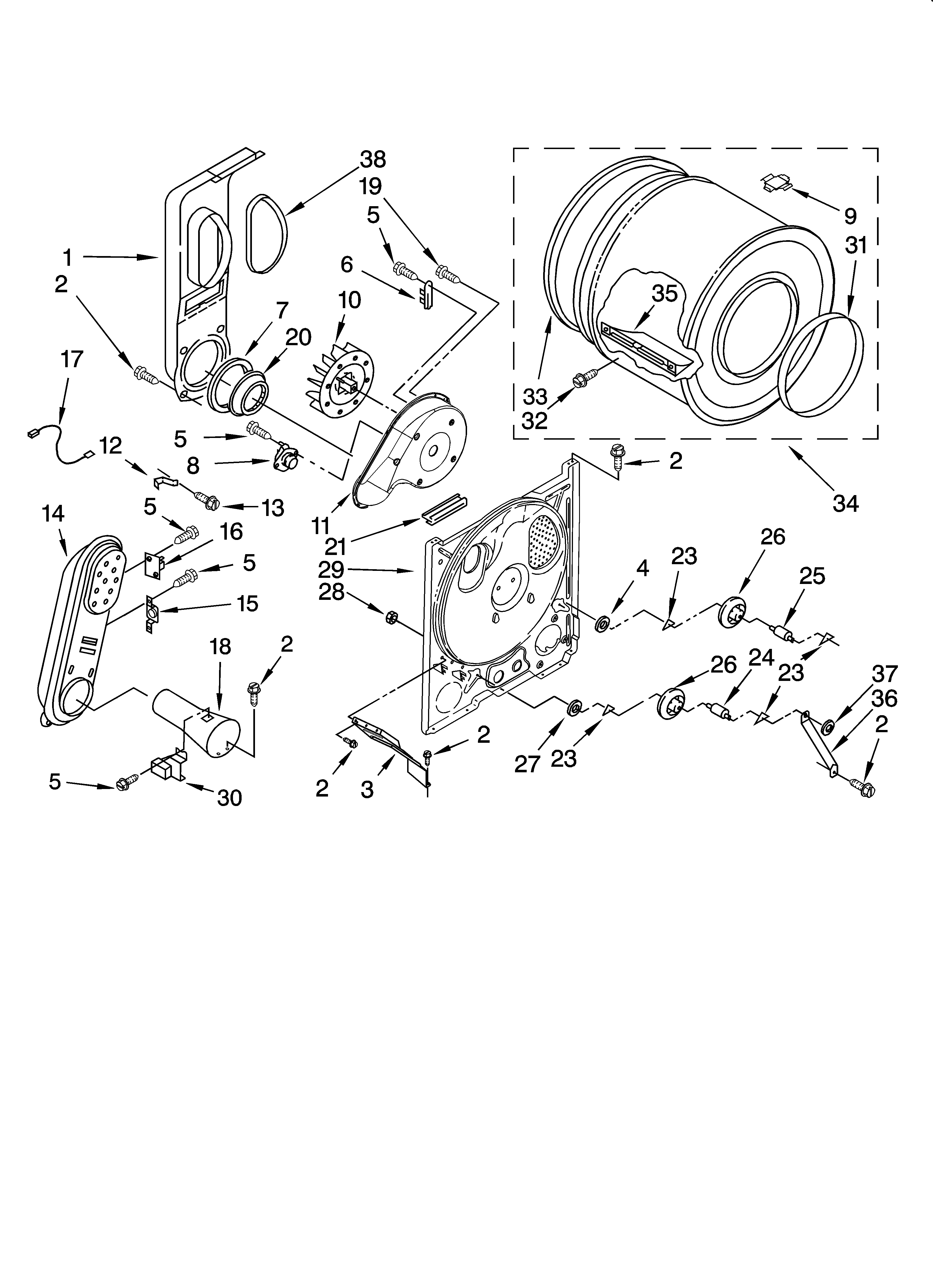 Whirlpool WGD5100SQ0 bulkhead parts, optional parts (not included) diagram