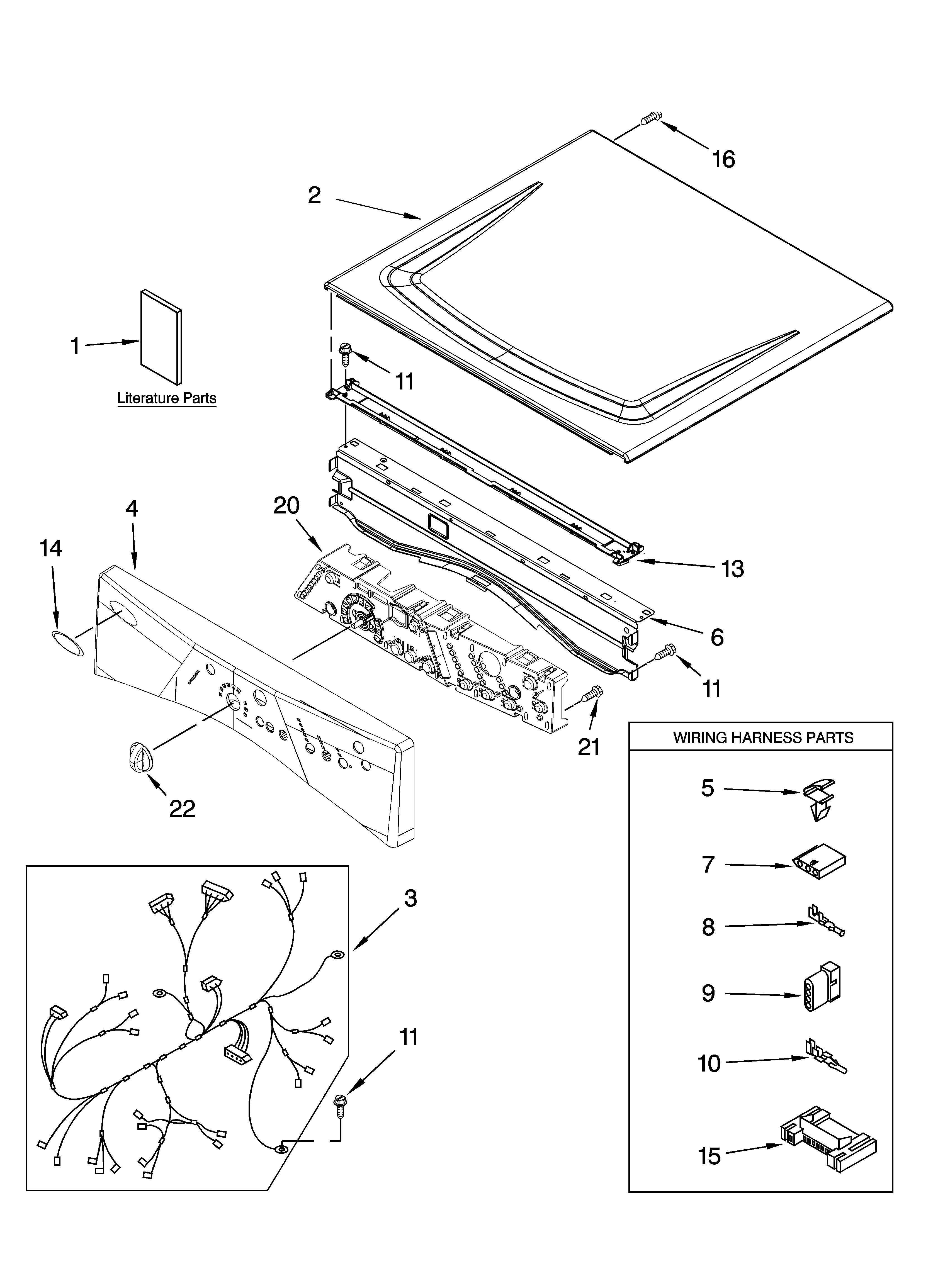 Whirlpool WGD8500SR0 top and console parts diagram