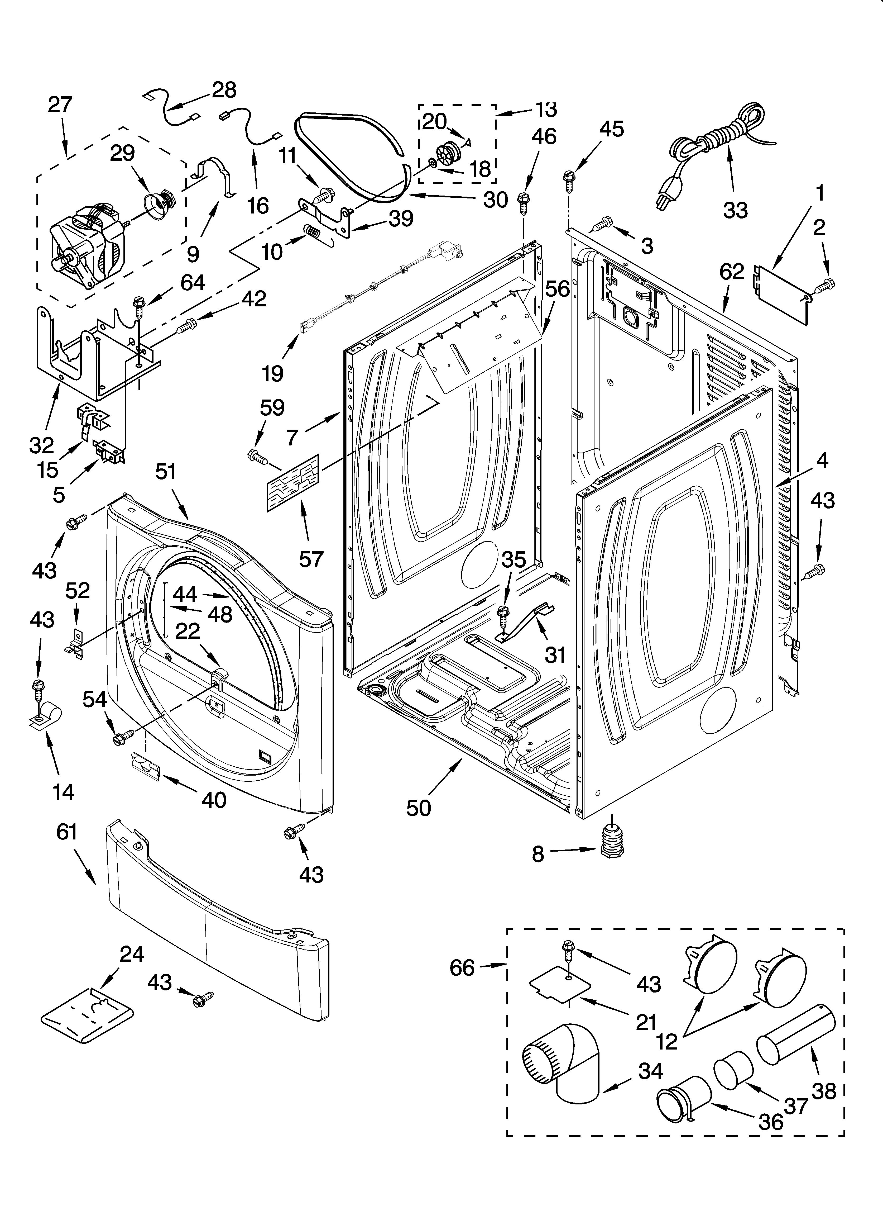 Whirlpool WGD8500SR0 cabinet parts diagram