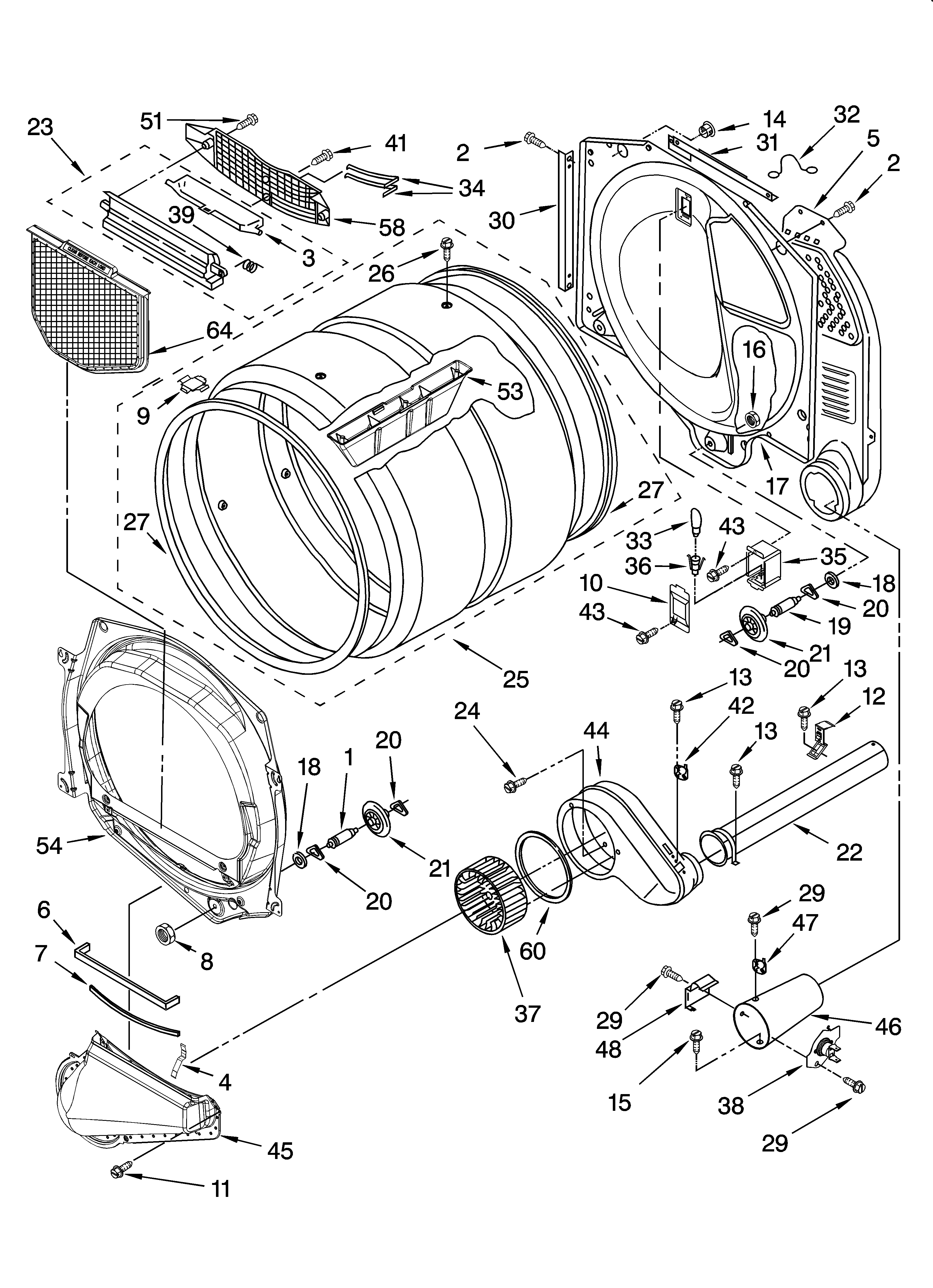 Whirlpool WGD8500SR0 bulkhead parts diagram