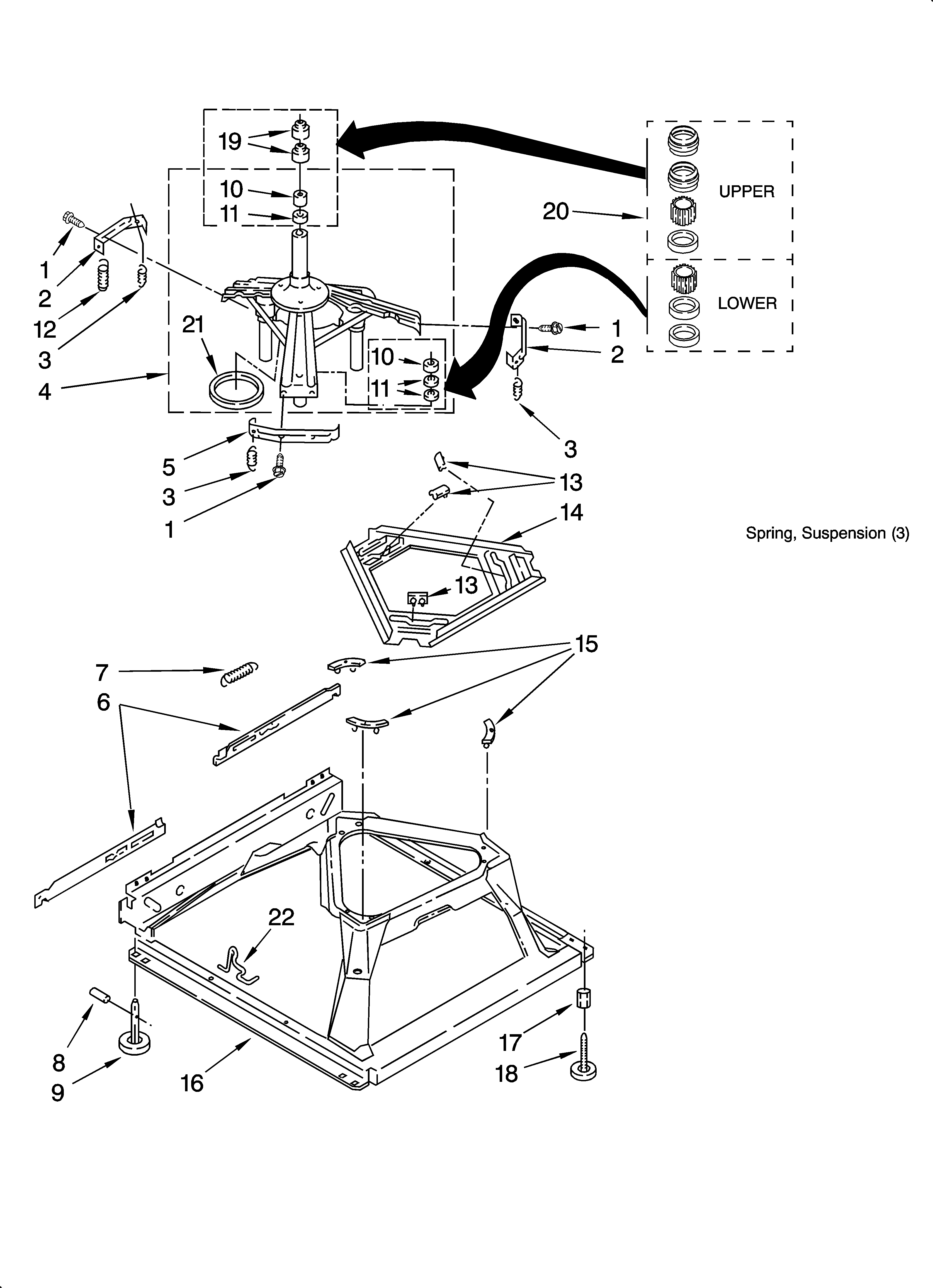 Whirlpool WTW5100SQ0 machine base parts diagram