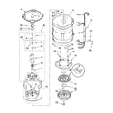 Whirlpool WTW6300SW0 motor, basket and tub parts diagram
