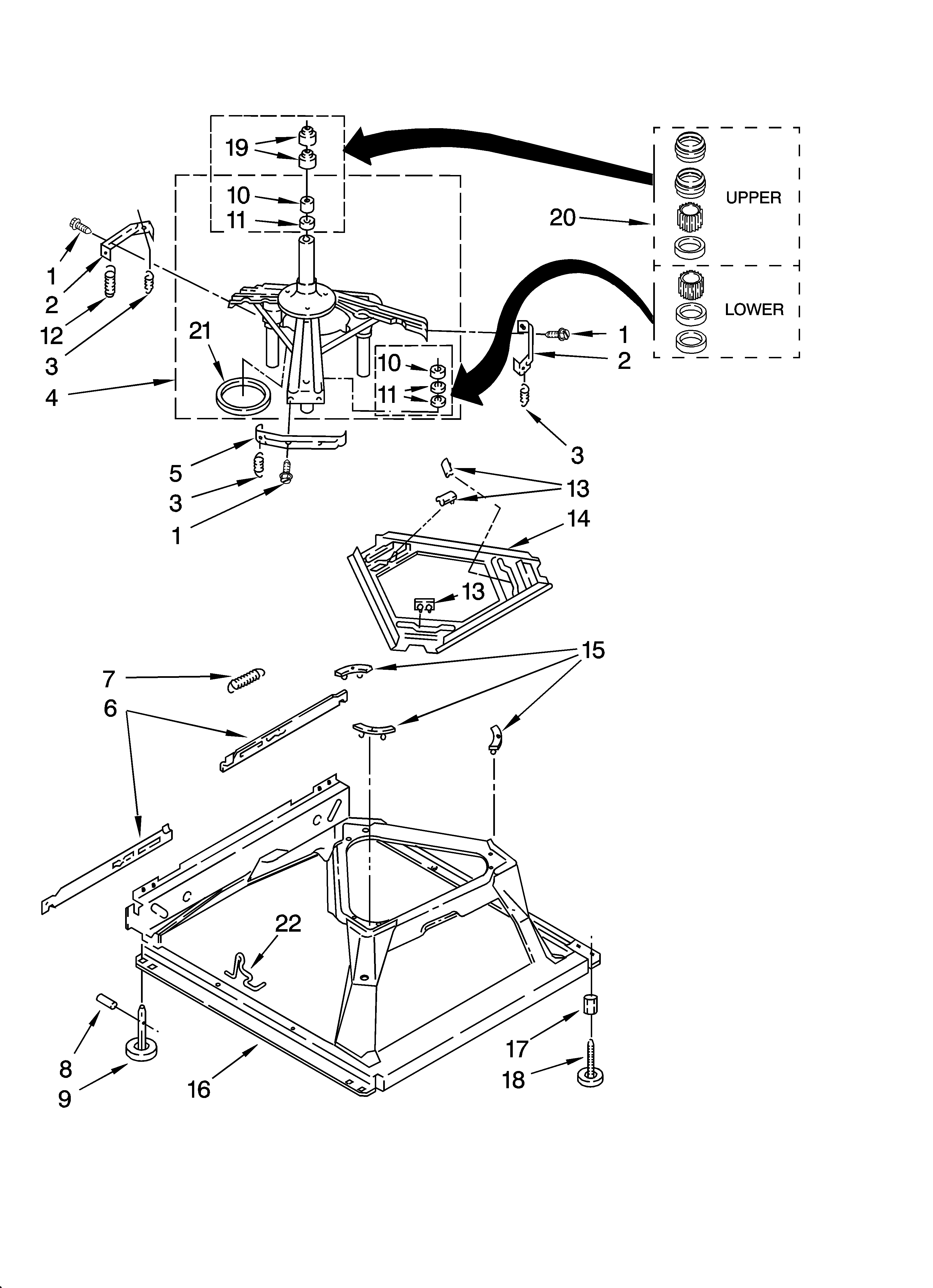 Whirlpool 2DWTW5605SQ0 machine base parts diagram
