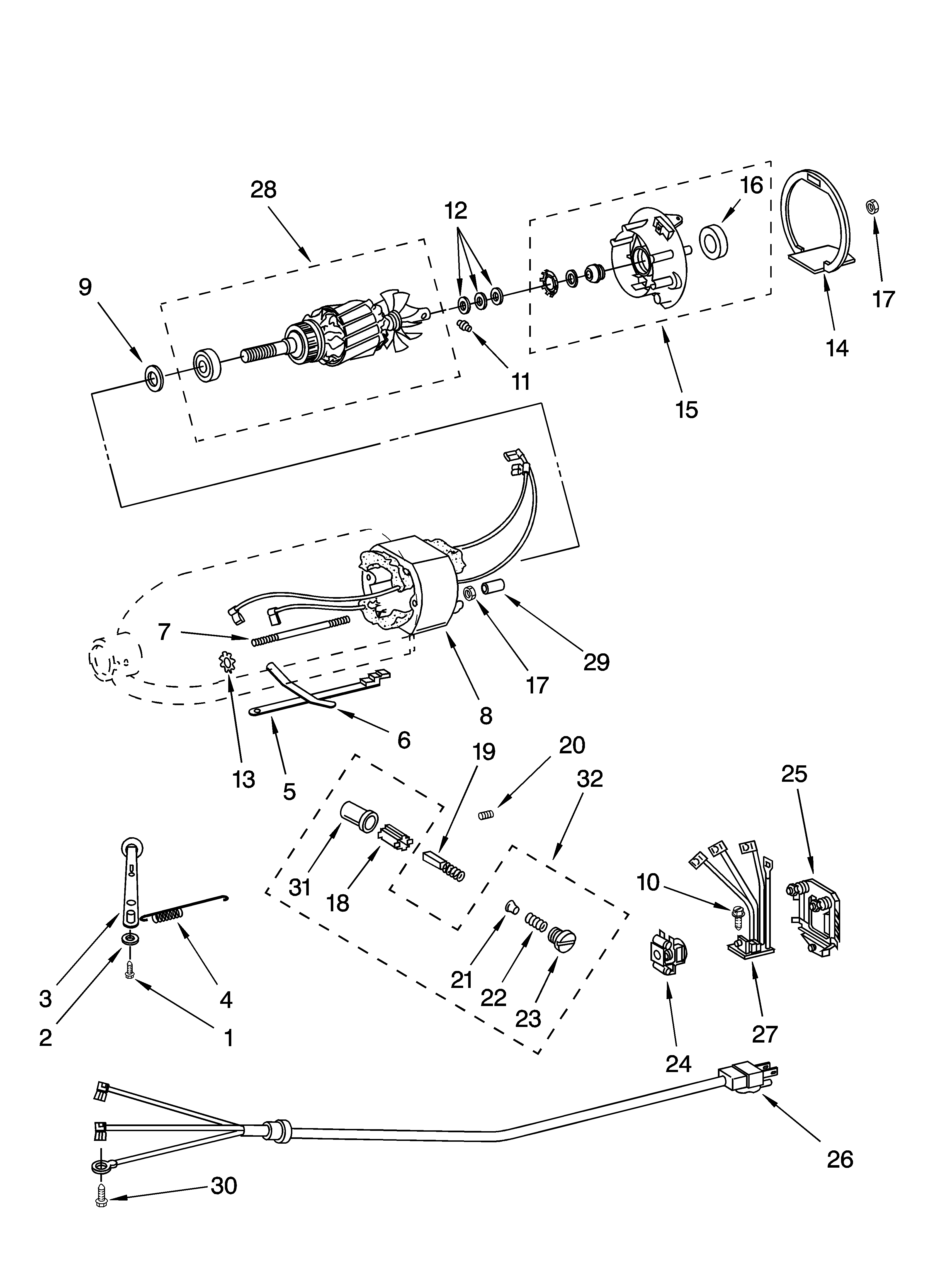 KitchenAid 4K45SSDWH-1 motor and control parts, optional parts diagram