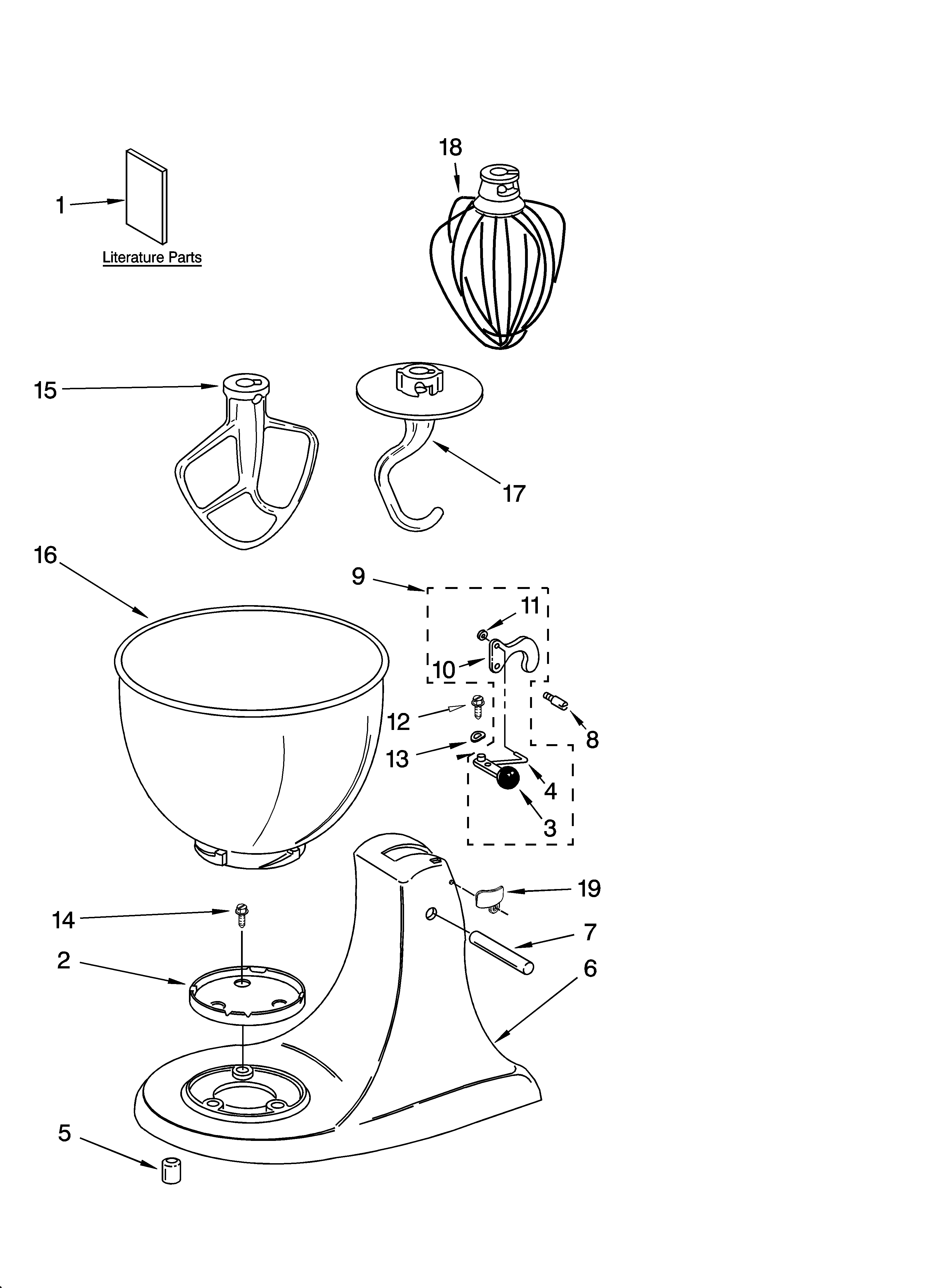 KitchenAid 5K45SSEWH0 base and pedestal unit diagram