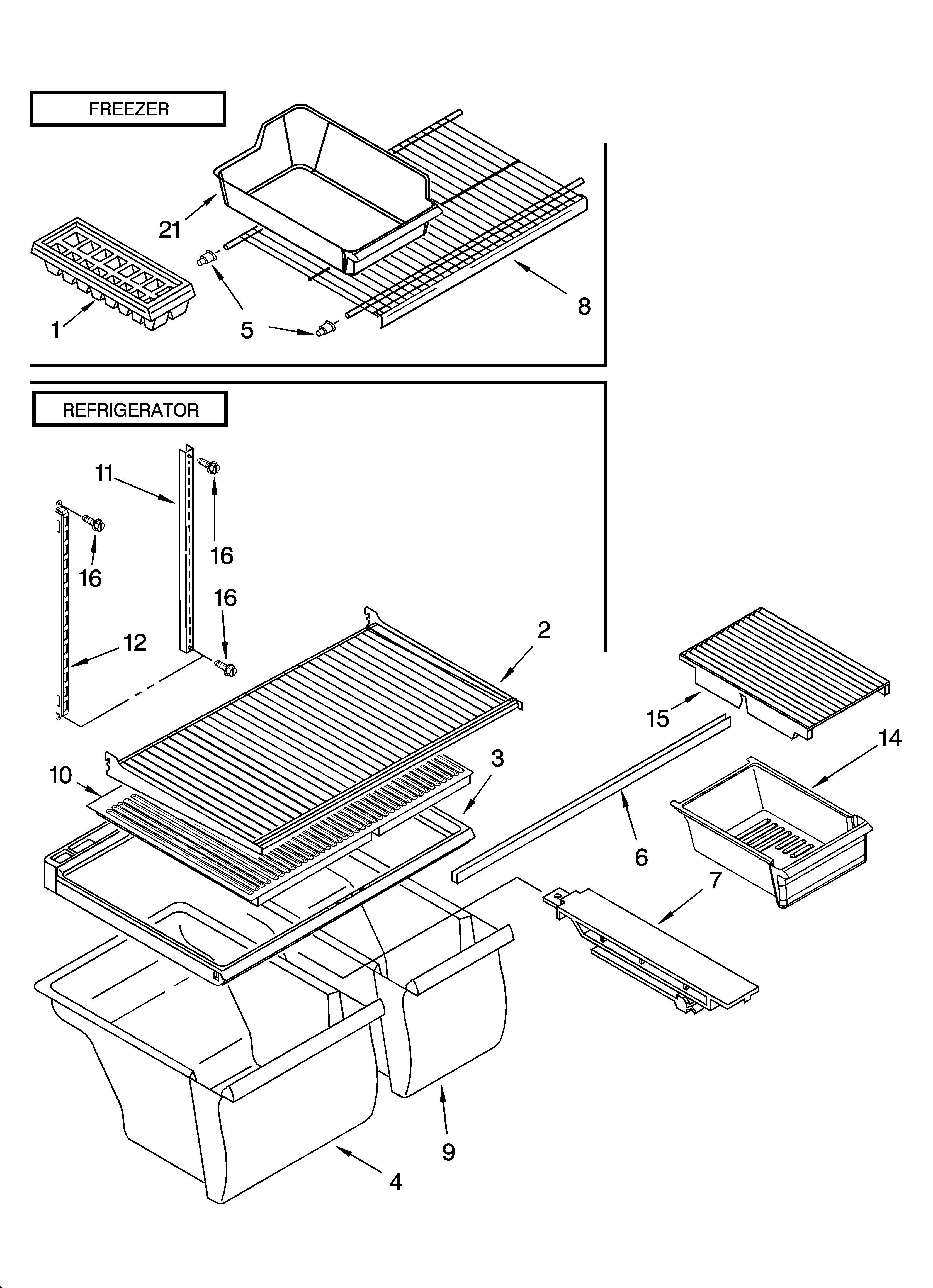 Whirlpool 5VET0WPKLQ04 shelf parts, optional parts diagram