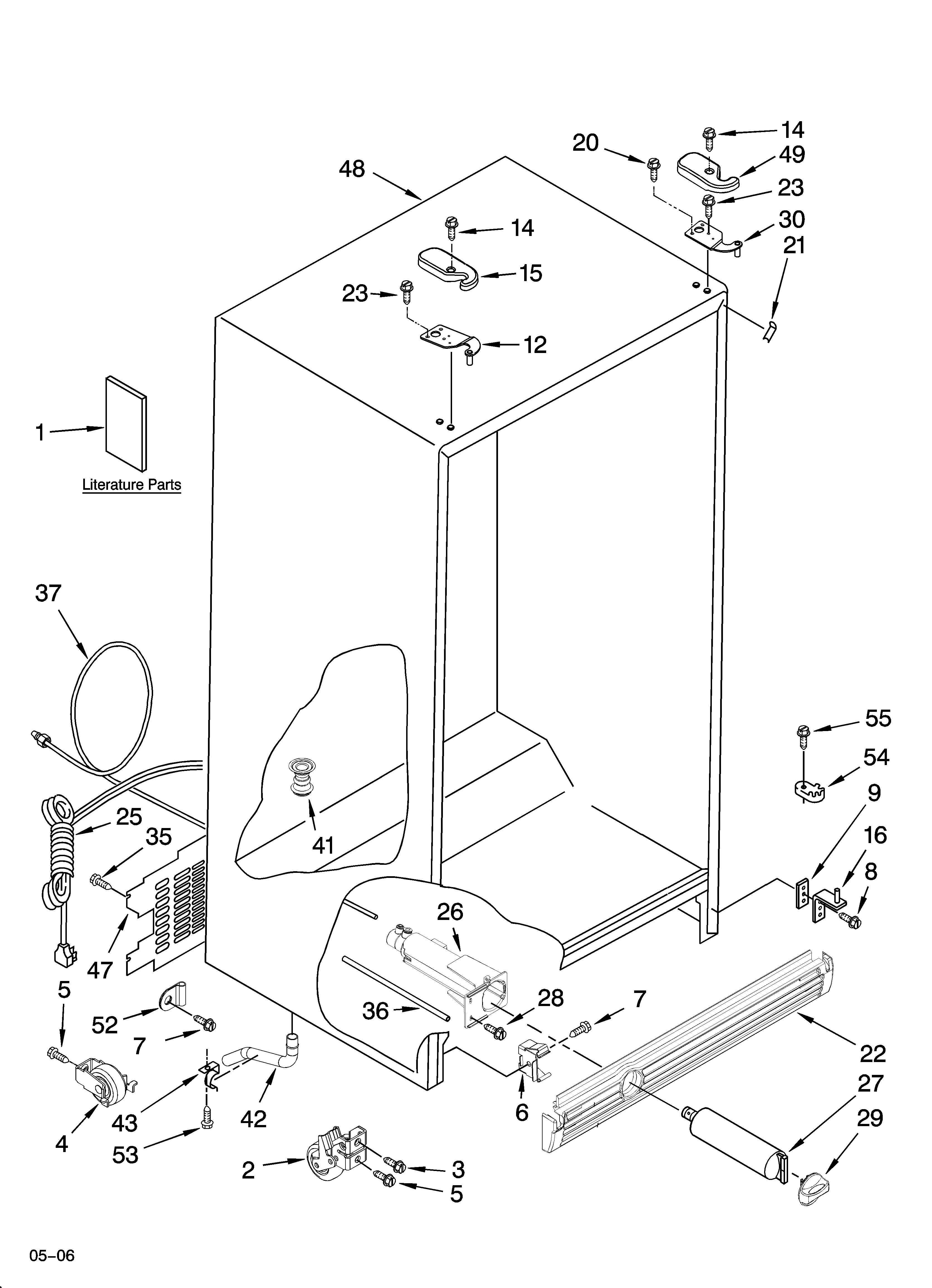 Whirlpool 5VGS3SHGKQ04 cabinet parts diagram