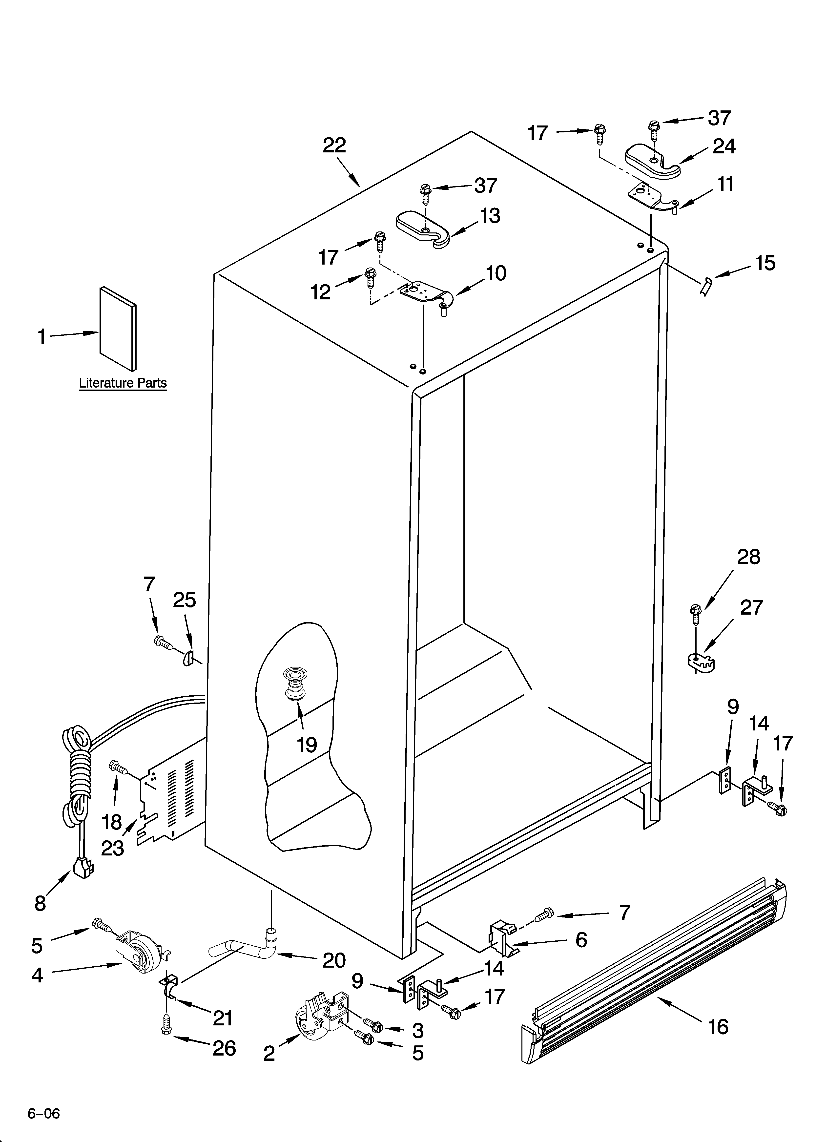 Whirlpool 6GS2SHQXRQ01 cabinet parts diagram