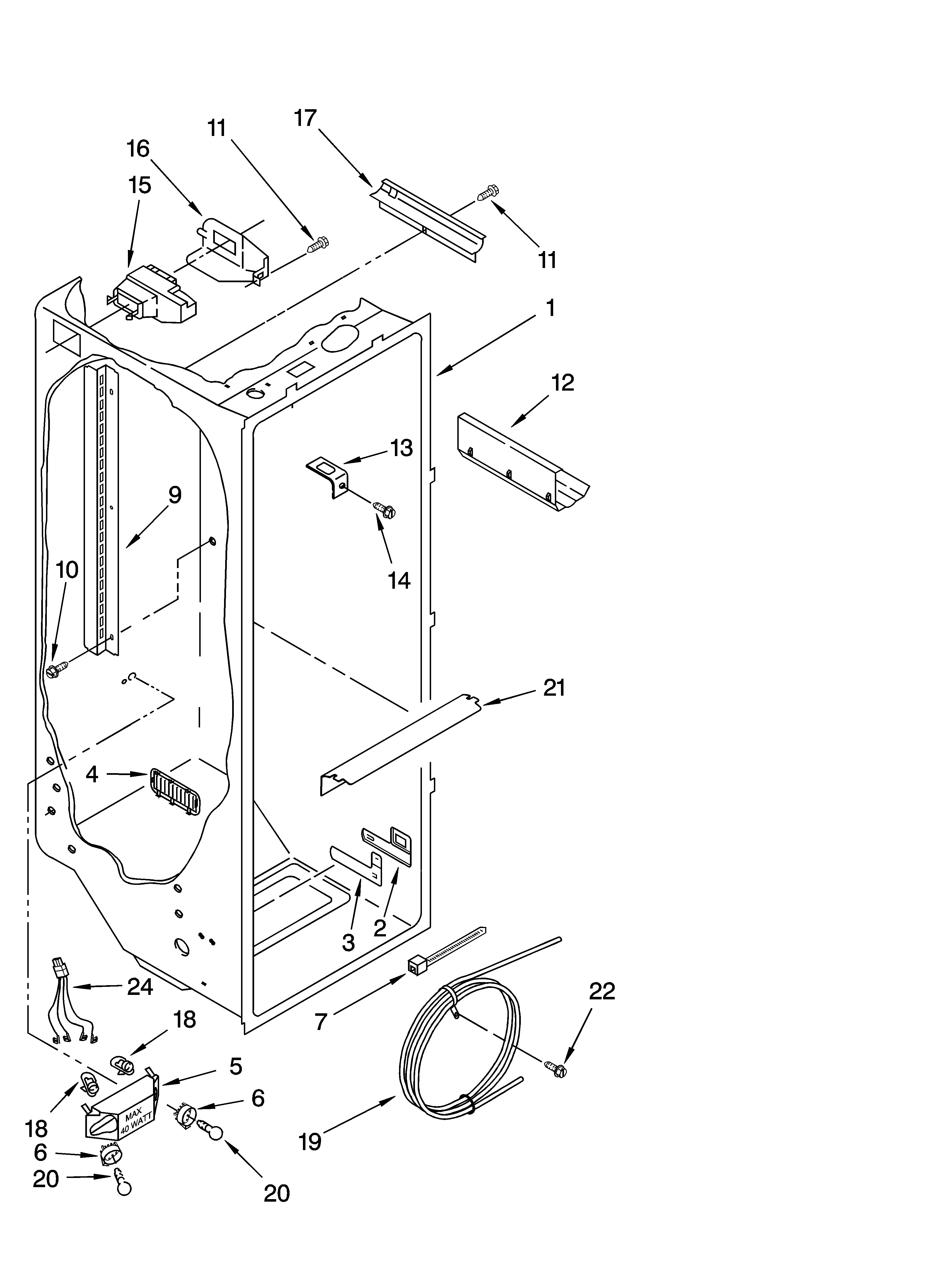 Whirlpool 6GS2SHQXRQ01 refrigerator liner parts diagram