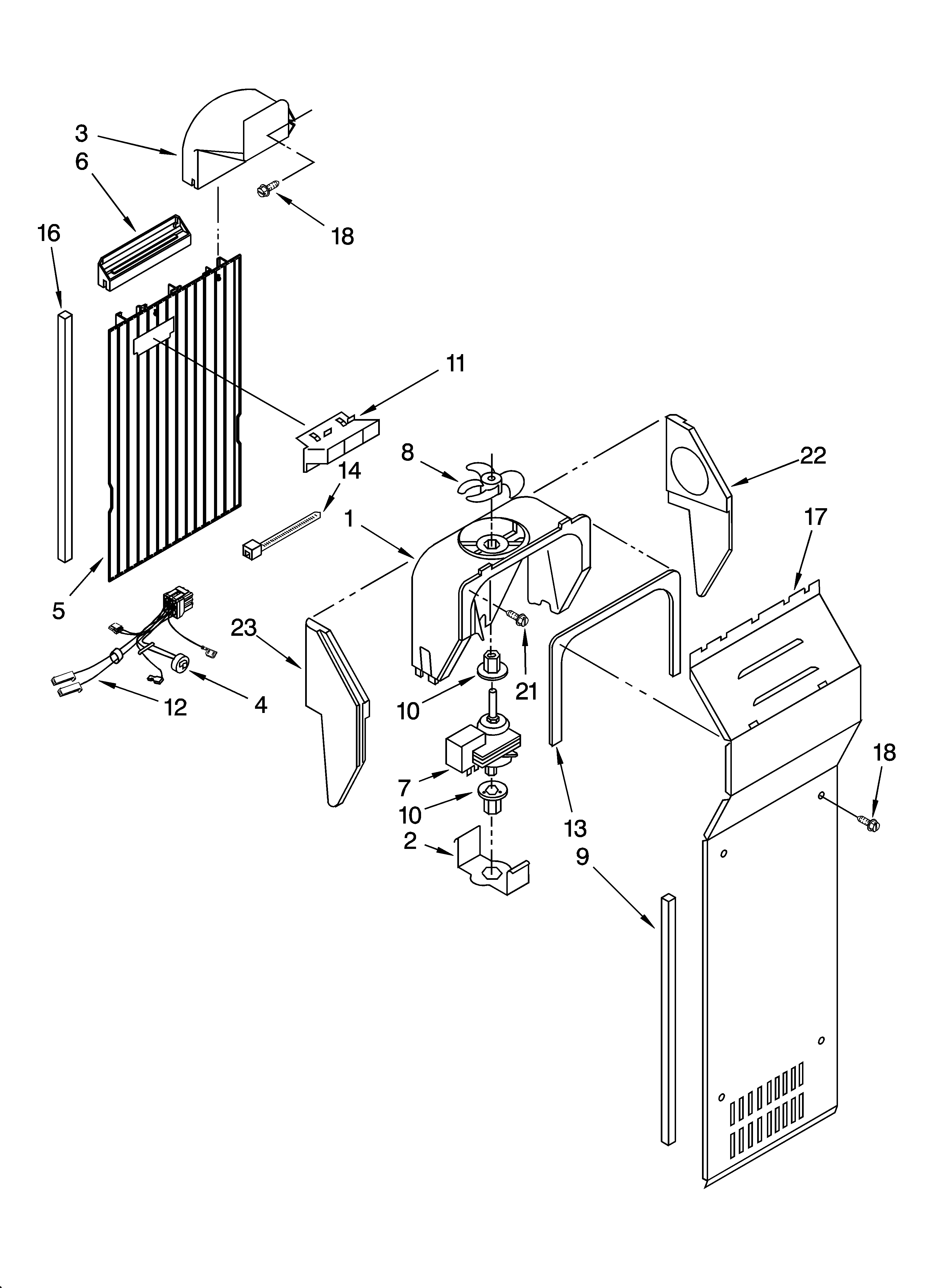 Whirlpool 6GS2SHQXRQ01 air flow parts diagram